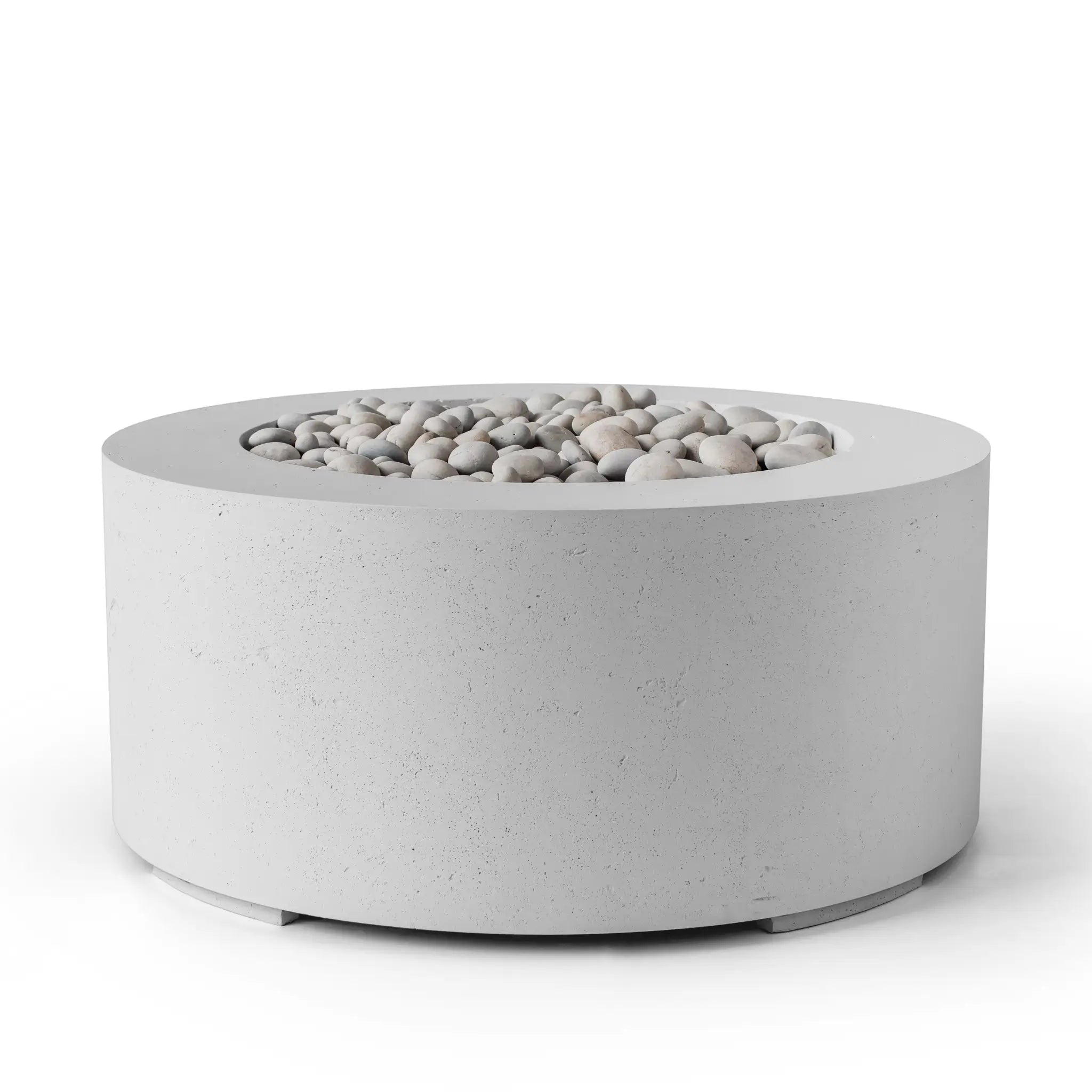 HPC Fire Belmont 36" Round Fire Pit - Electronic Ignition - Lightweight Concrete Outdoor Heater - Ash - Ivory Beach Stone