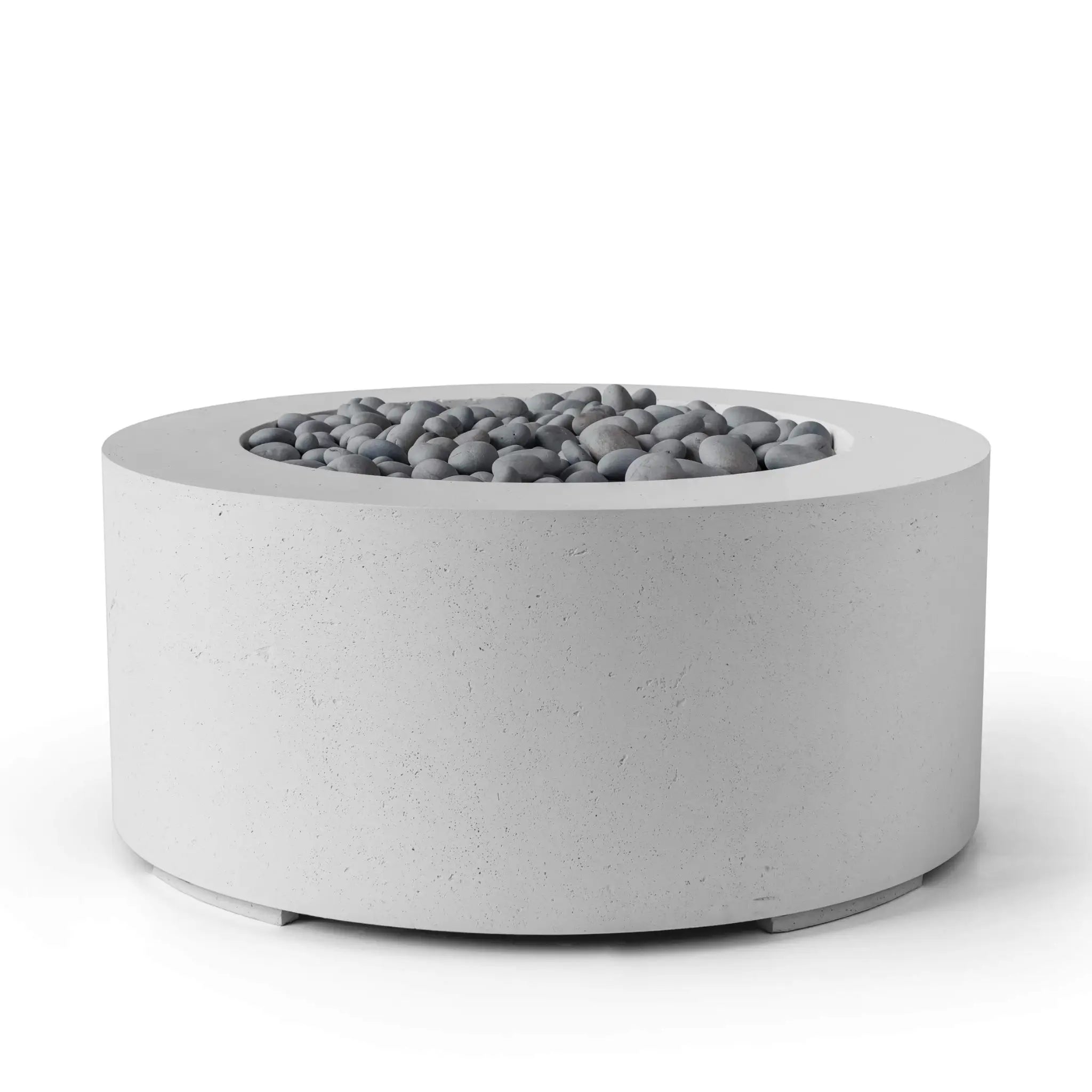 HPC Fire Belmont 36" Round Fire Pit - Electronic Ignition - Lightweight Concrete Outdoor Heater - Ash - Slate Beach Stone