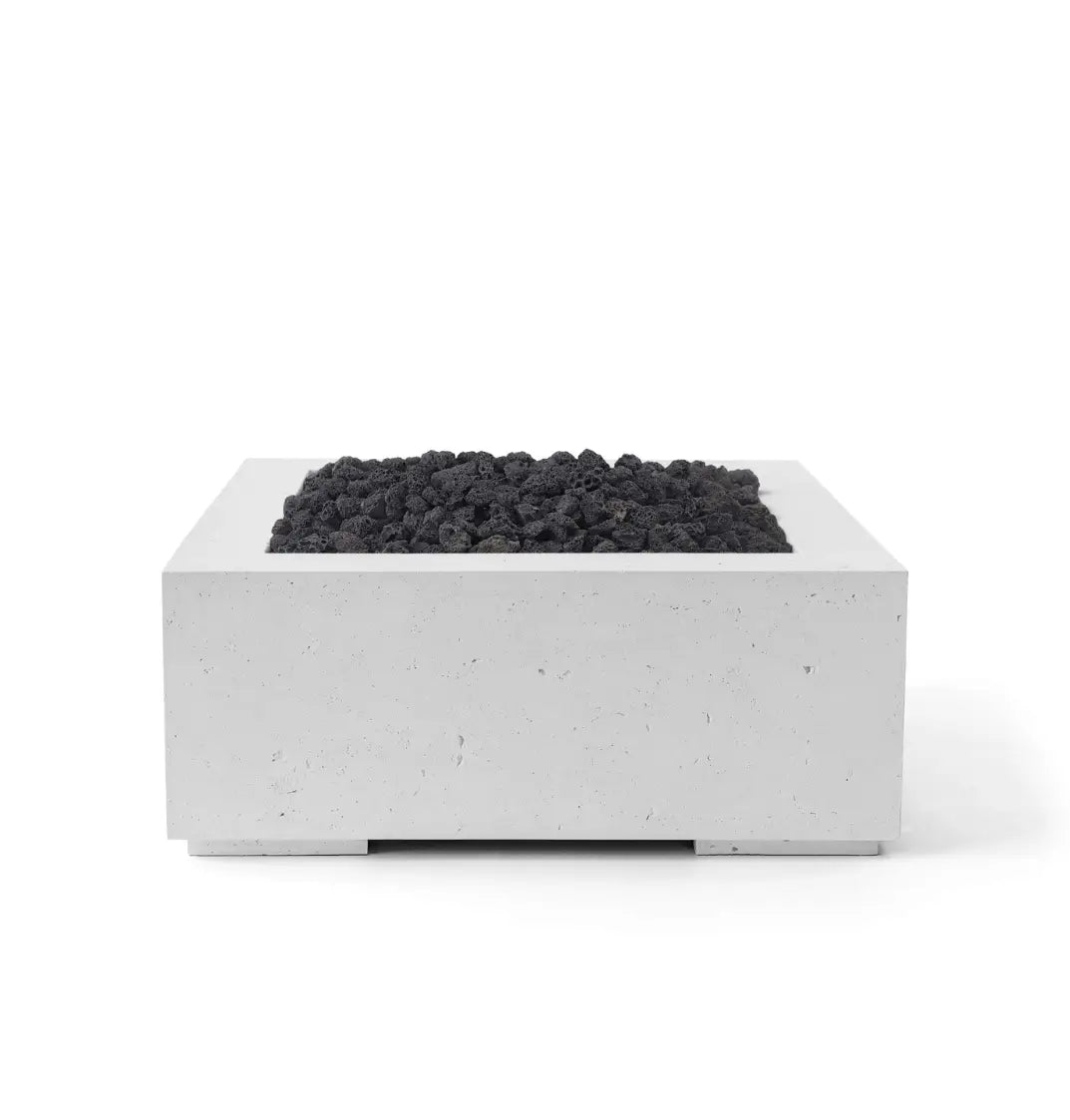 HPC Fire Alea 40" Lightweight Concrete Electronic Ignition Fire Pit - Ash Concrete - Black Lava Rock