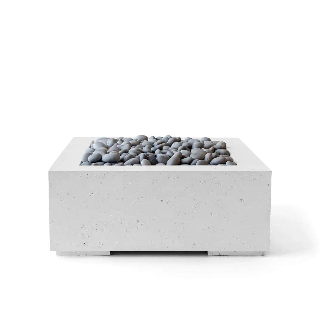 HPC Fire Alea 40" Lightweight Concrete Electronic Ignition Fire Pit - Ash Concrete - Slate Beach Stone