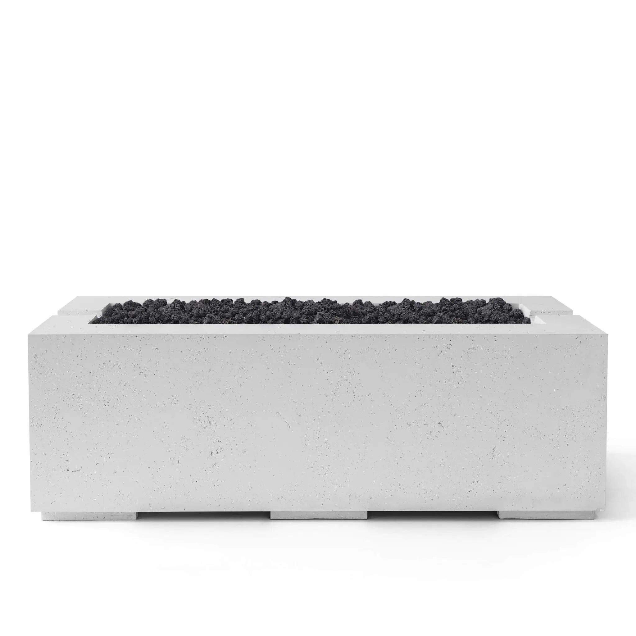 HPC Fire Avera 48" Lightweight Concrete Fire Pit - Ash Concrete Black Lava Rock