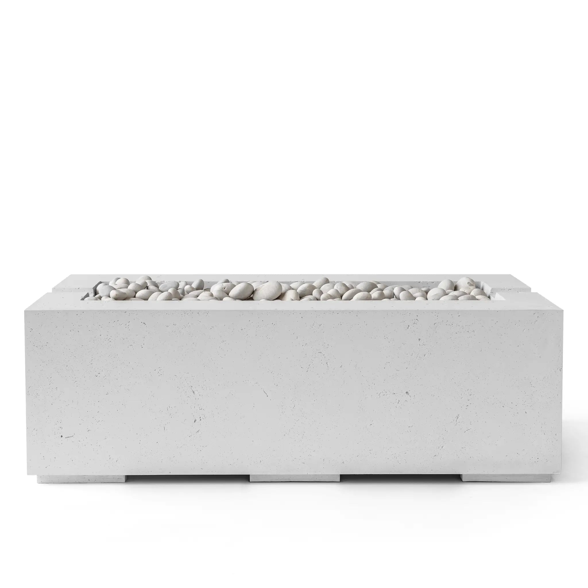 HPC Fire Avera 48" Lightweight Concrete Fire Pit - Ash Concrete Ivory Beach Stone