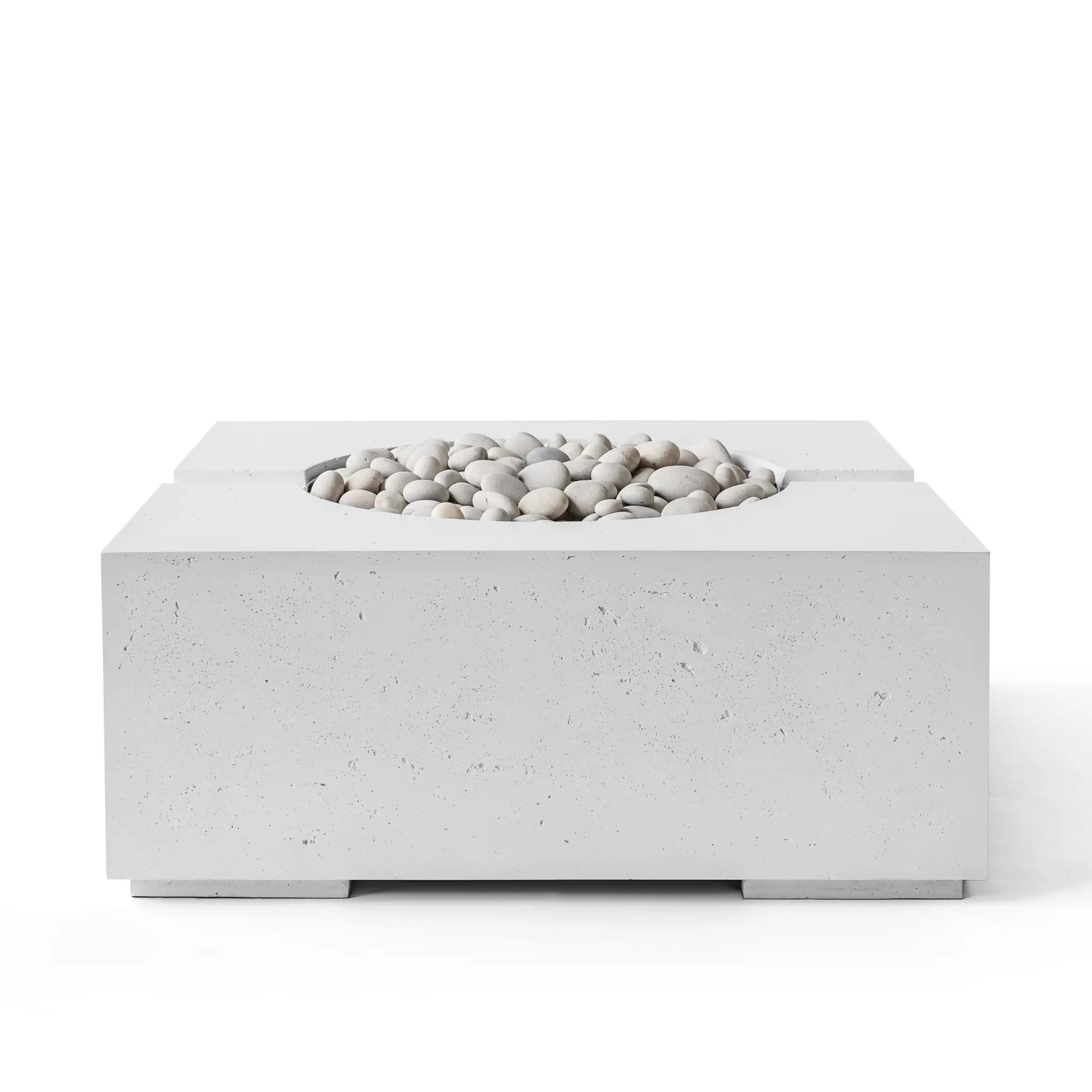 HPC Fire Bravo Lightweight Concrete Manual Ignition Fire Pit - Ash - Ivory Beach Stone