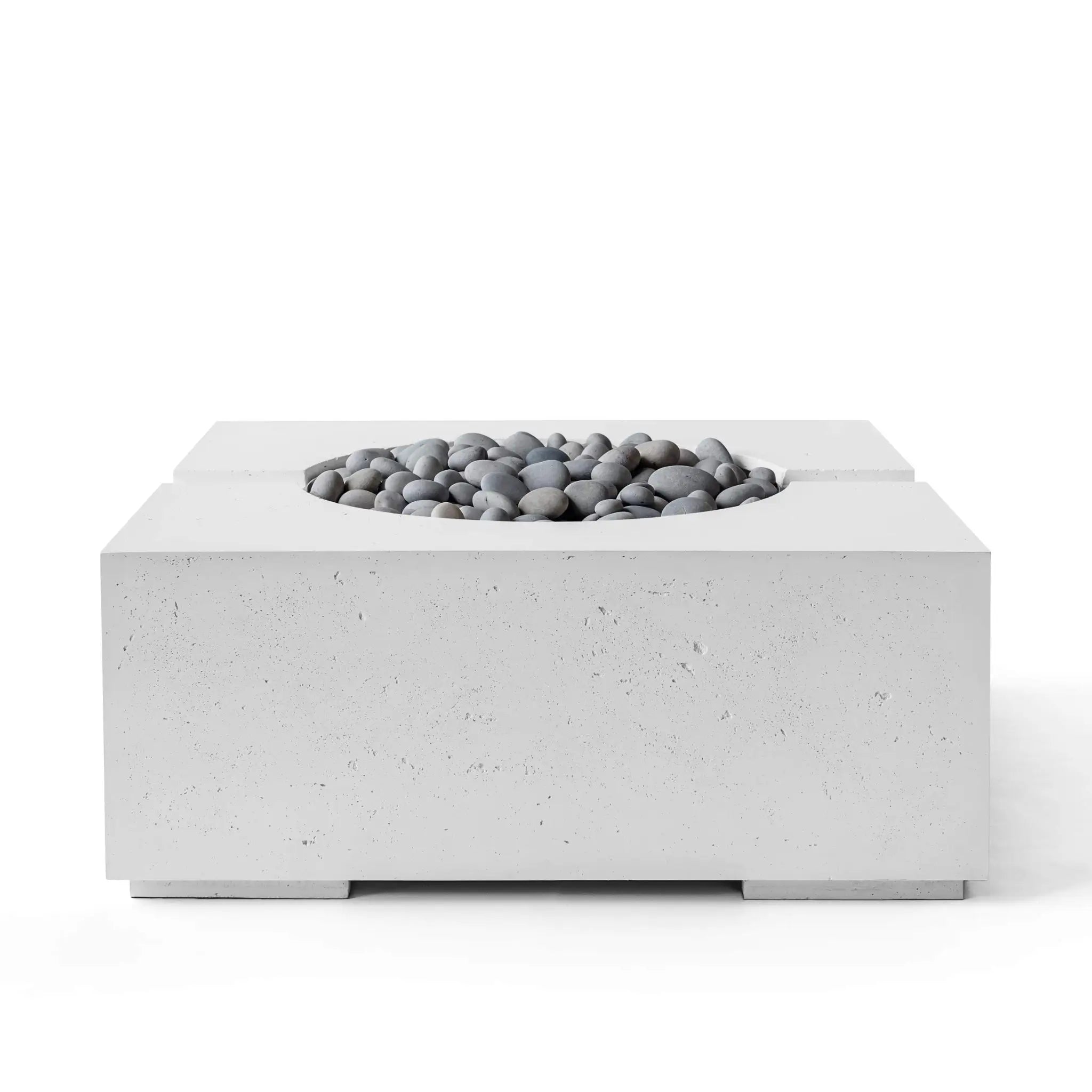 HPC Fire Bravo Lightweight Concrete Electronic Ignition Fire Pit - Ash - Slate Beach Stone