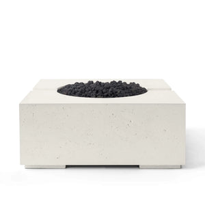 HPC Fire Bravo Lightweight Concrete Electronic Ignition Fire Pit - Limestone - Black Lava Rock