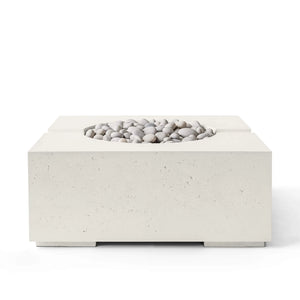 HPC Fire Bravo Lightweight Concrete Electronic Ignition Fire Pit - Limestone - Ivory Beach Stone
