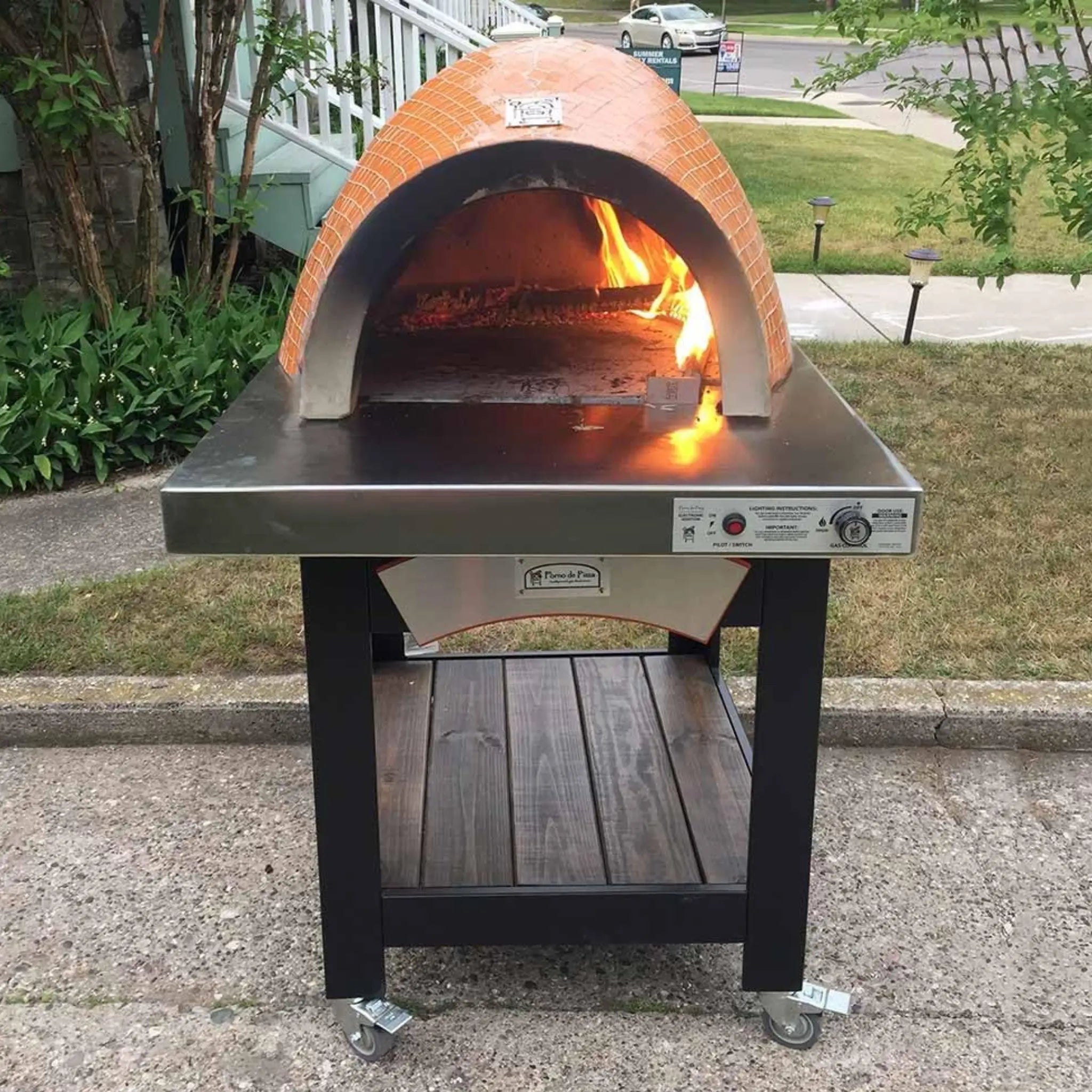 HPC Fire Forno Series Hybrid Dual Fuel Wood & Gas Pizza Oven with Cart