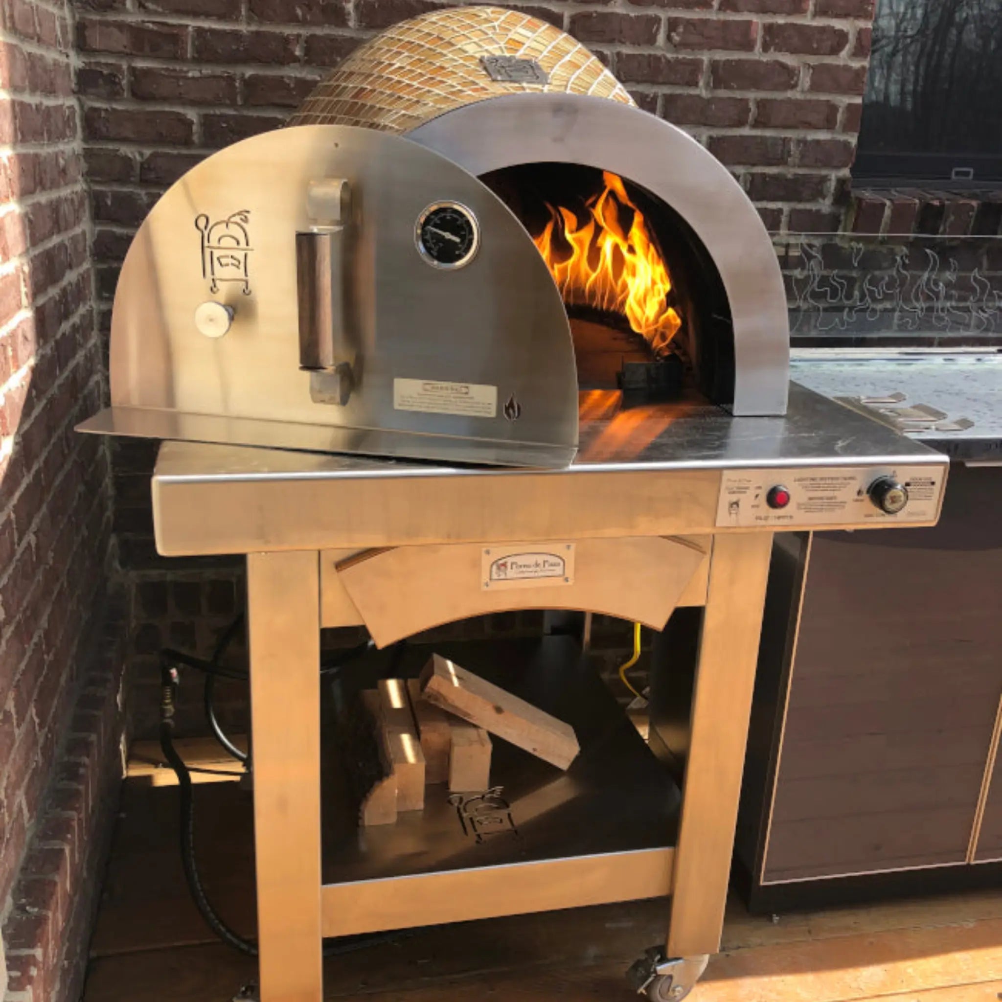 HPC Fire Forno Series Hybrid Dual Fuel Wood & Gas Pizza Oven with Cart