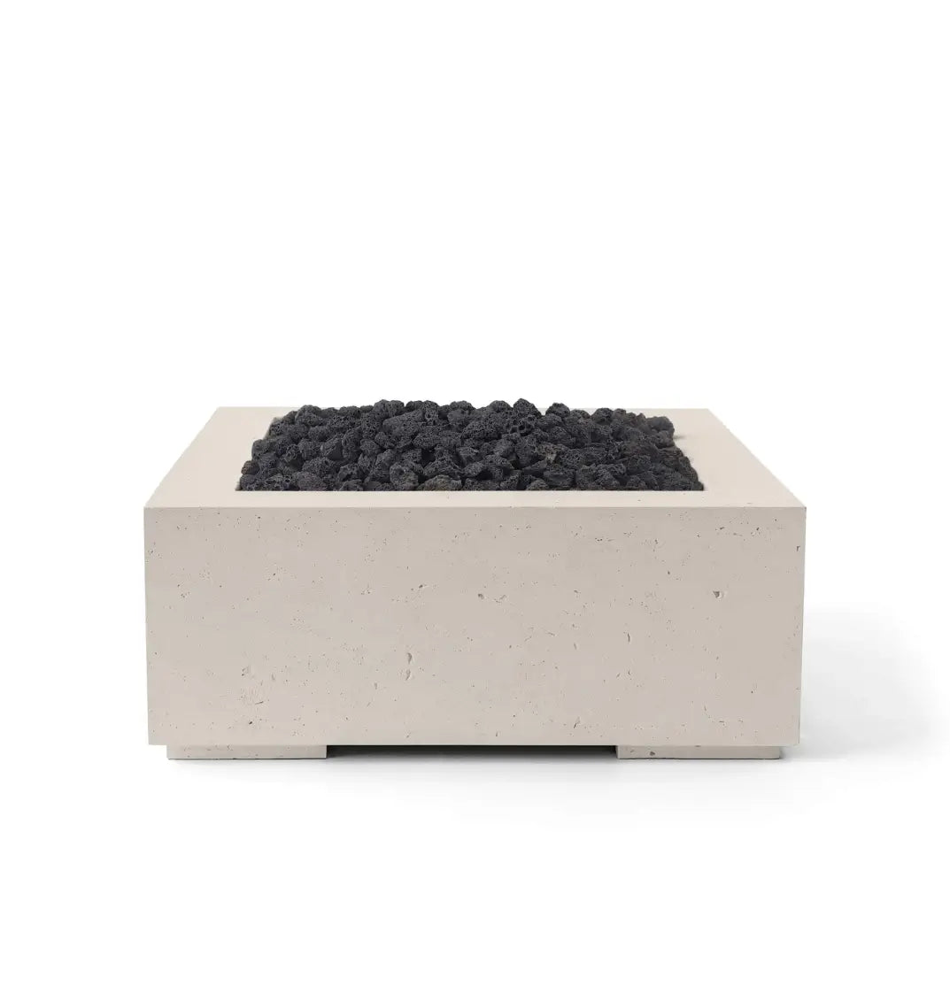 HPC Fire Alea 40" Lightweight Concrete Electronic Ignition Fire Pit - Clay Concrete - Black Lava Rock