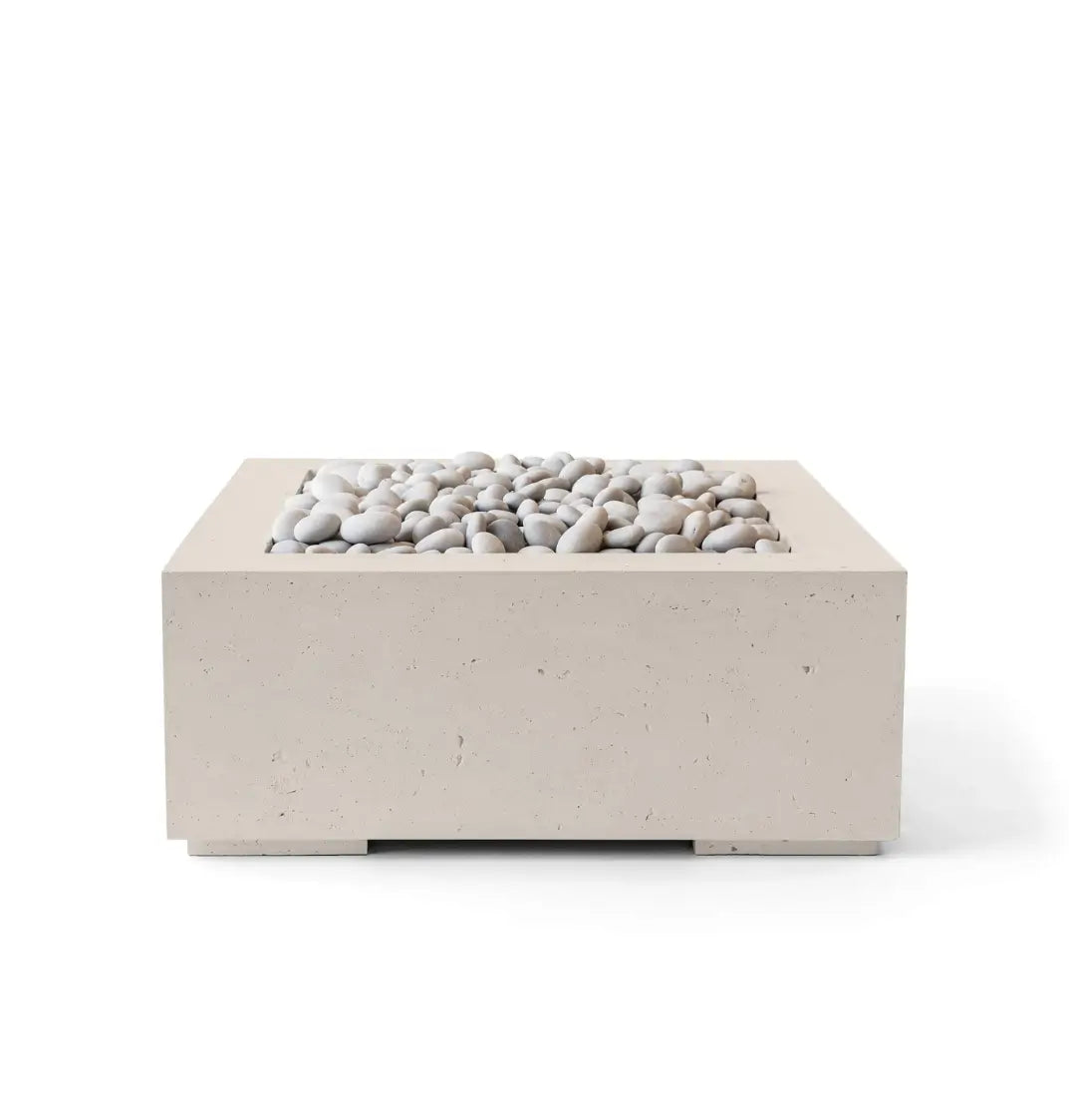 HPC Fire Alea 40" Lightweight Concrete Electronic Ignition Fire Pit - Clay Concrete - Ivory Beach Stone
