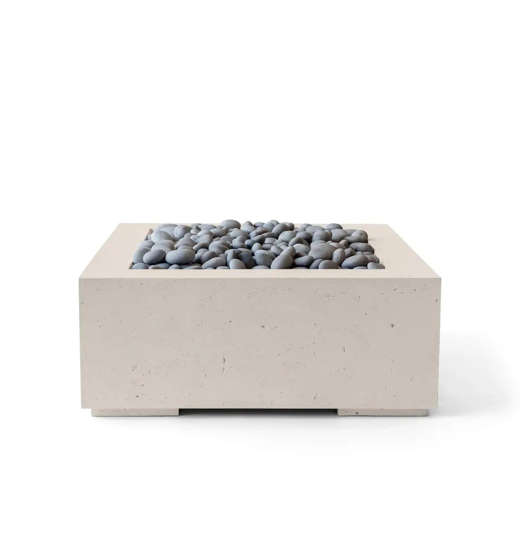 HPC Fire Alea 40" Lightweight Concrete Electronic Ignition Fire Pit - Clay Concrete - Slate Beach Stone