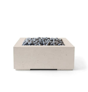 HPC Fire Alea 40" Lightweight Concrete Electronic Ignition Fire Pit - Clay Concrete - Slate Beach Stone