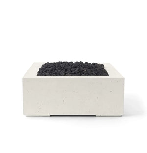 HPC Fire Alea 40" Lightweight Concrete Electronic Ignition Fire Pit - Limestone Concrete - Black Lava Rock