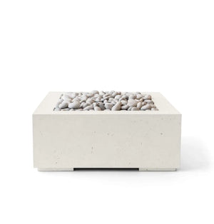 HPC Fire Alea 40" Lightweight Concrete Electronic Ignition Fire Pit - Limestone Concrete - Ivory Beach Stone