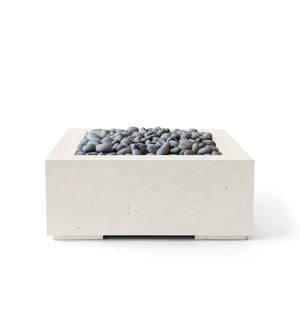HPC Fire Alea 40" Lightweight Concrete Electronic Ignition Fire Pit - Limestone Concrete - Slate Beach Stone