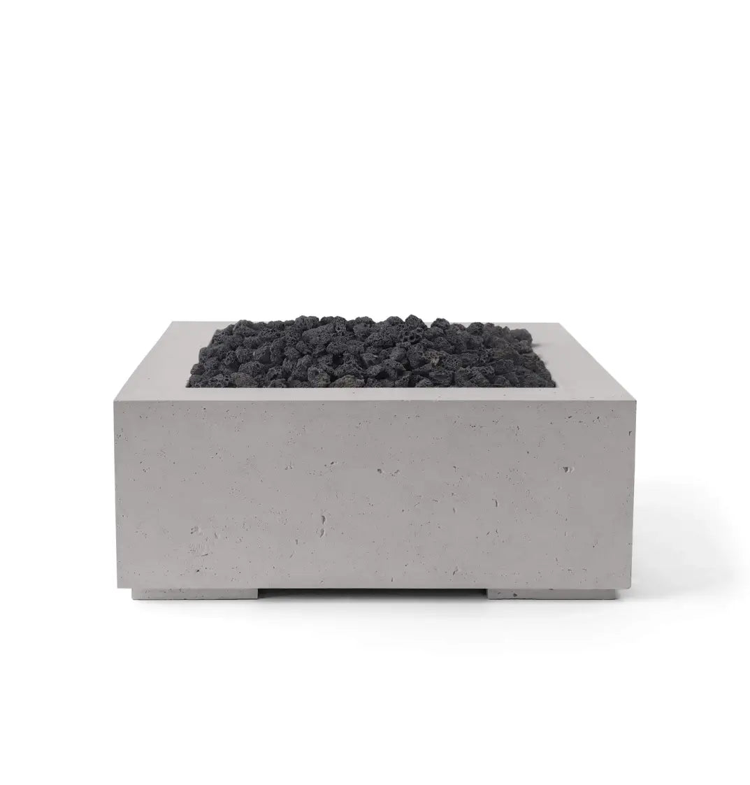 HPC Fire Alea 40" Lightweight Concrete Electronic Ignition Fire Pit - Sandstone Concrete -Black Lava Rock