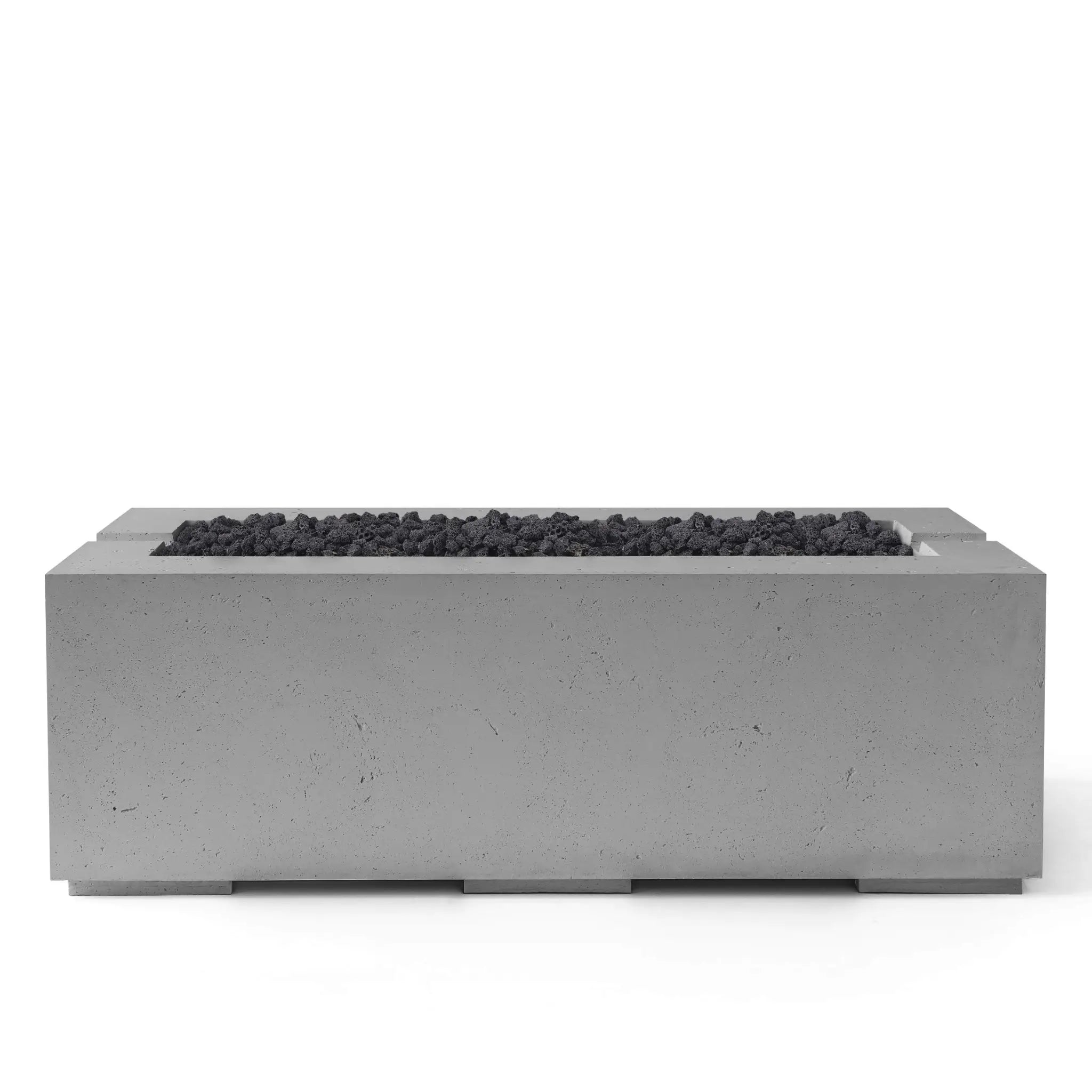 HPC Fire Avera 48" Lightweight Concrete Fire Pit - Charcoal Concrete Black Lava Rock