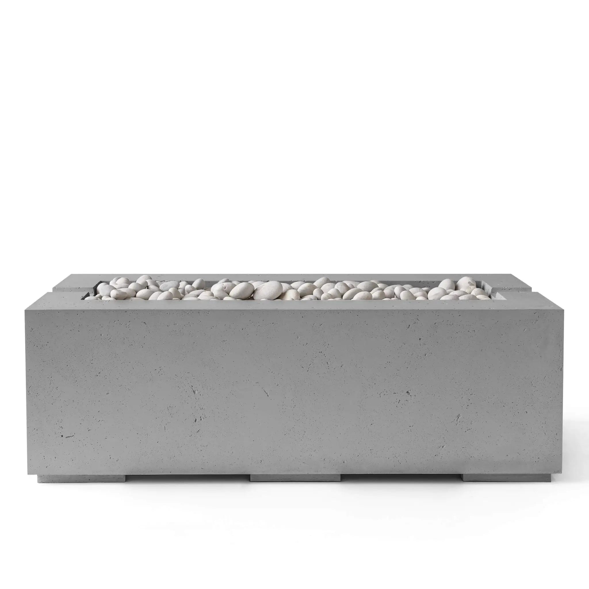 HPC Fire Avera 48" Lightweight Concrete Fire Pit - Charcoal Concrete Ivory Beach Stone