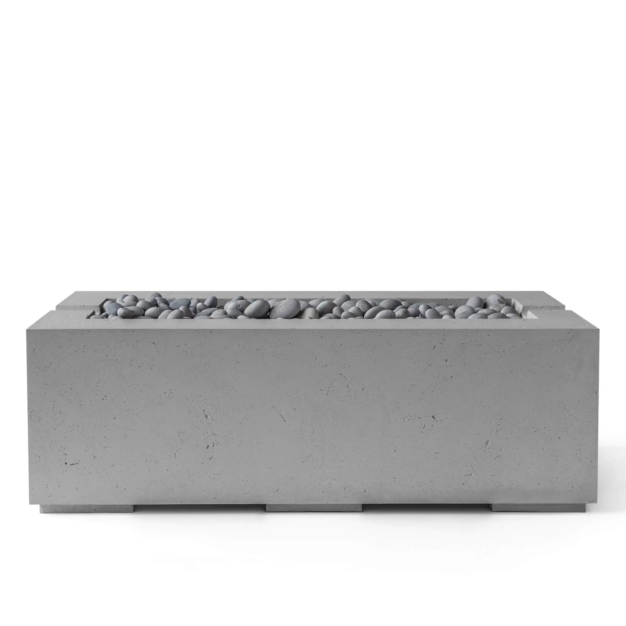 HPC Fire Avera 48" Lightweight Concrete Fire Pit - Charcoal Concrete Slate  Beach Stone
