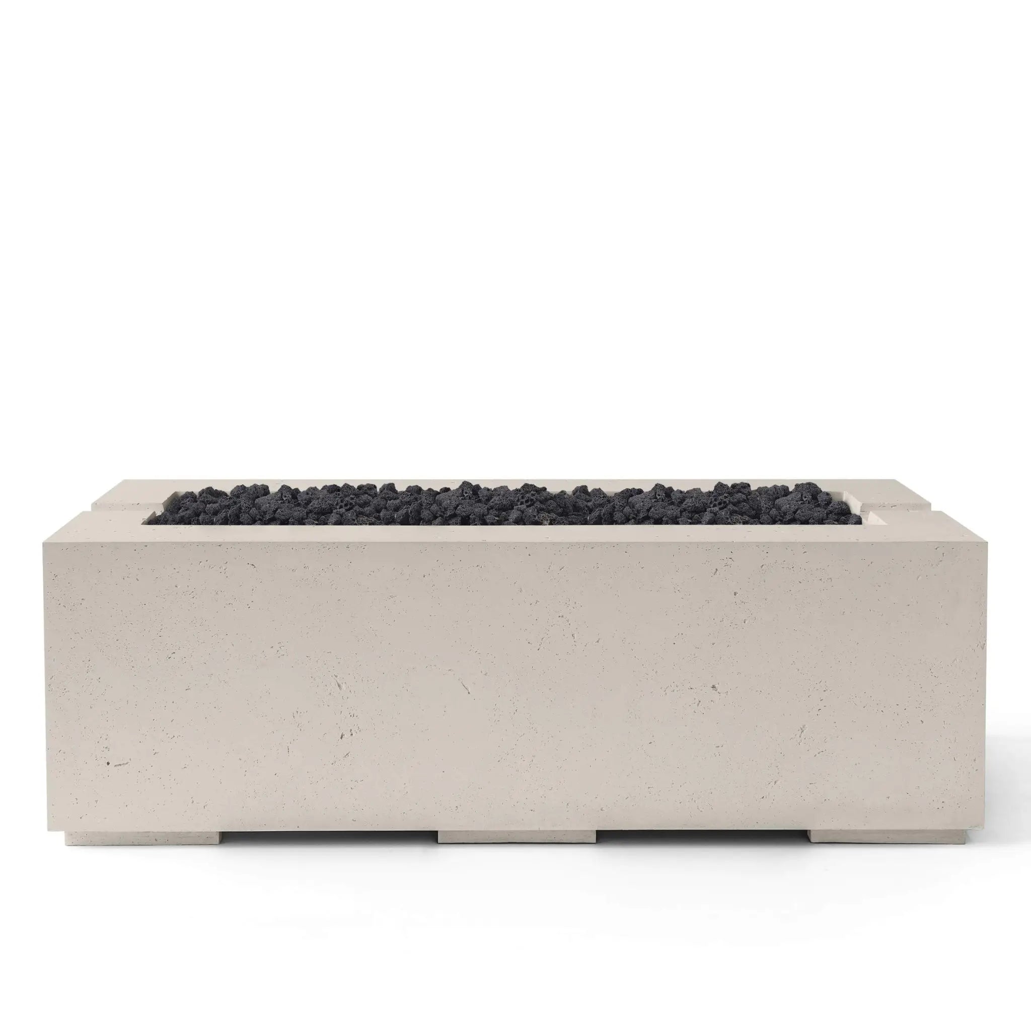 HPC Fire Avera 48" Lightweight Concrete Fire Pit - Clay Concrete Black Lava Rock