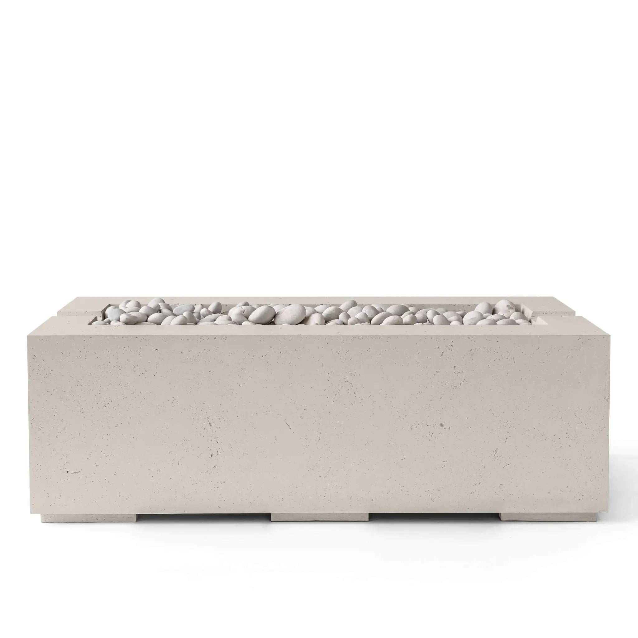 HPC Fire Avera 48" Lightweight Concrete Fire Pit - Clay Concrete Ivory Beach Stone