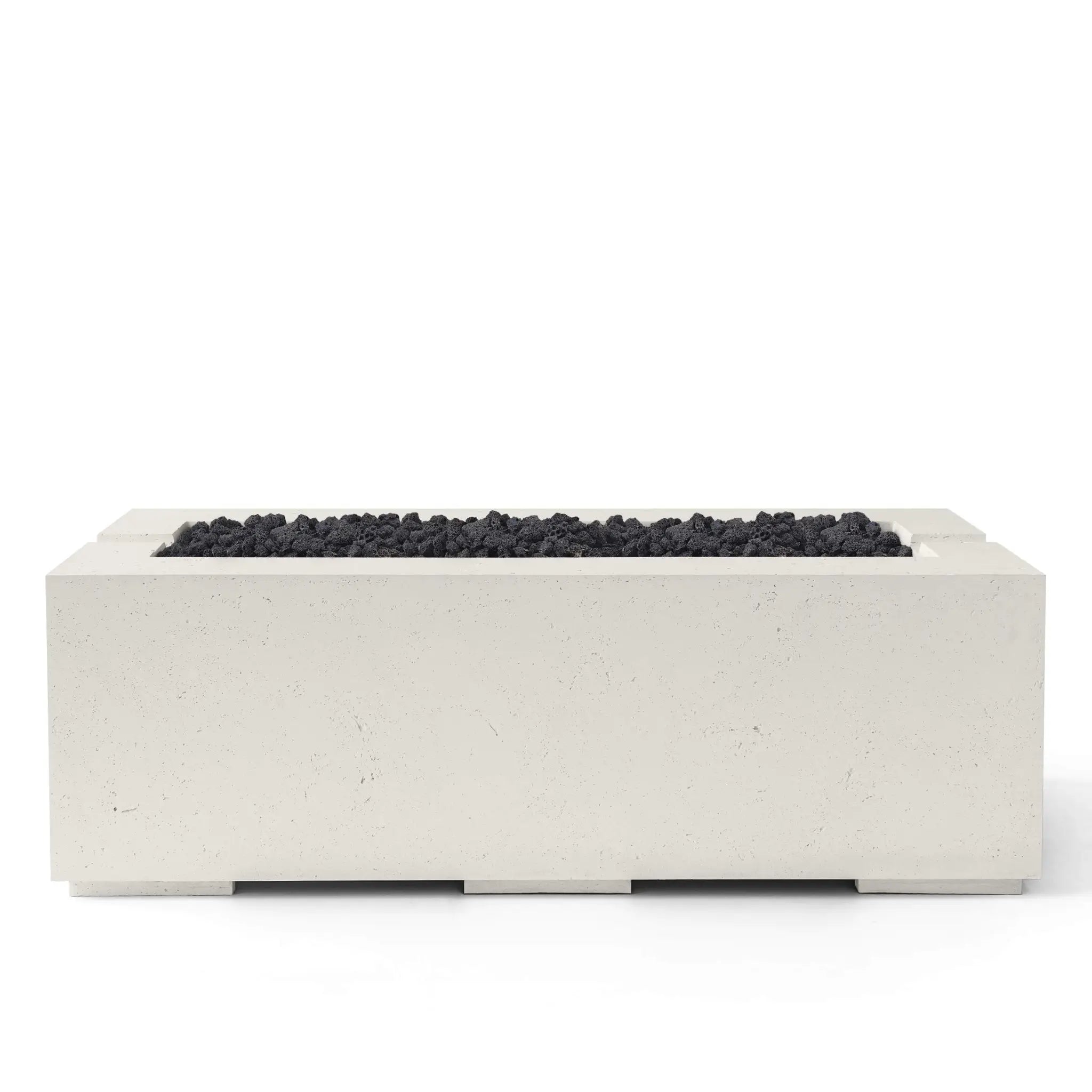 HPC Fire Avera 48" Lightweight Concrete Fire Pit - Limestone Concrete Black Lava Rock