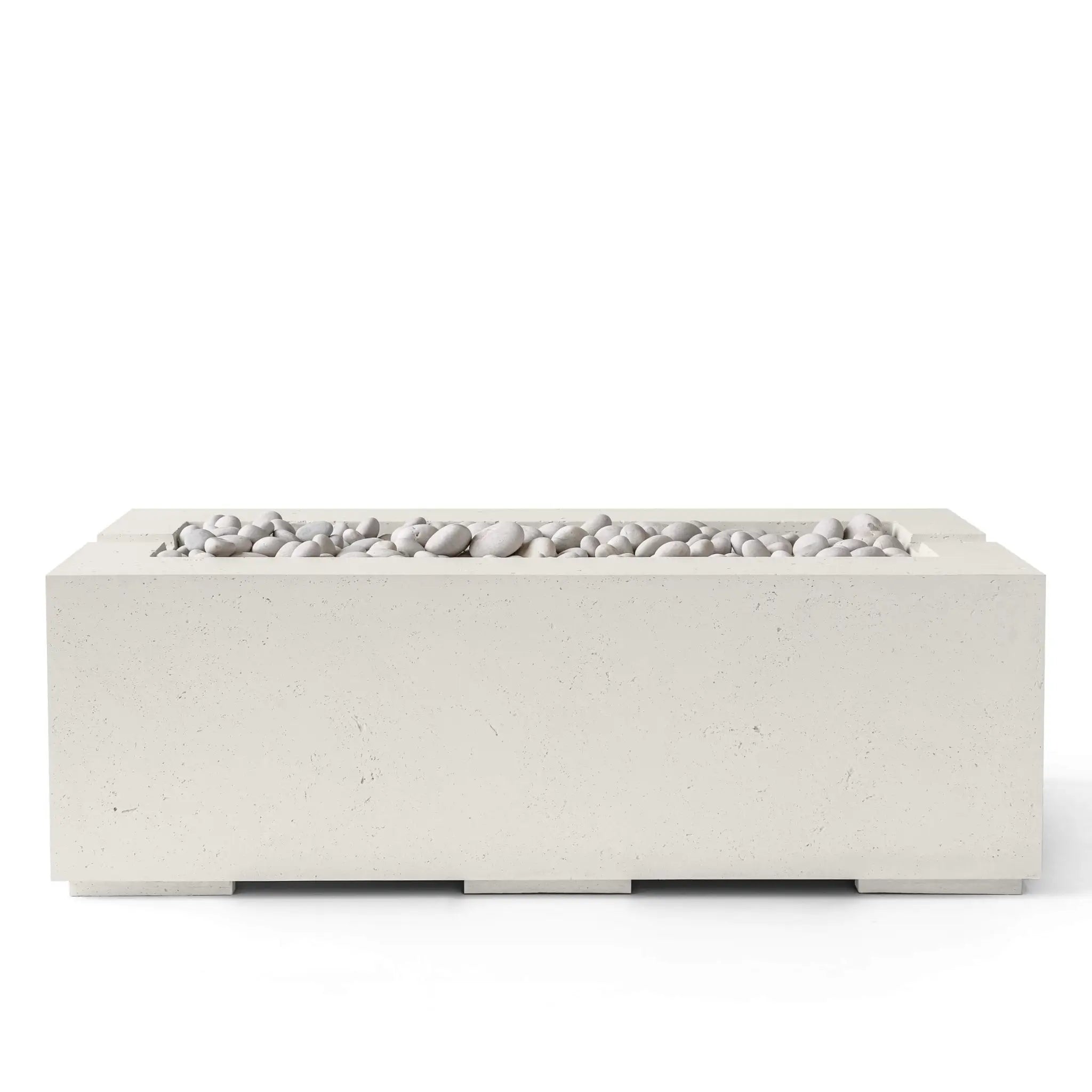 HPC Fire Avera 48" Lightweight Concrete Fire Pit - Limestone Concrete Ivory Beach Stone