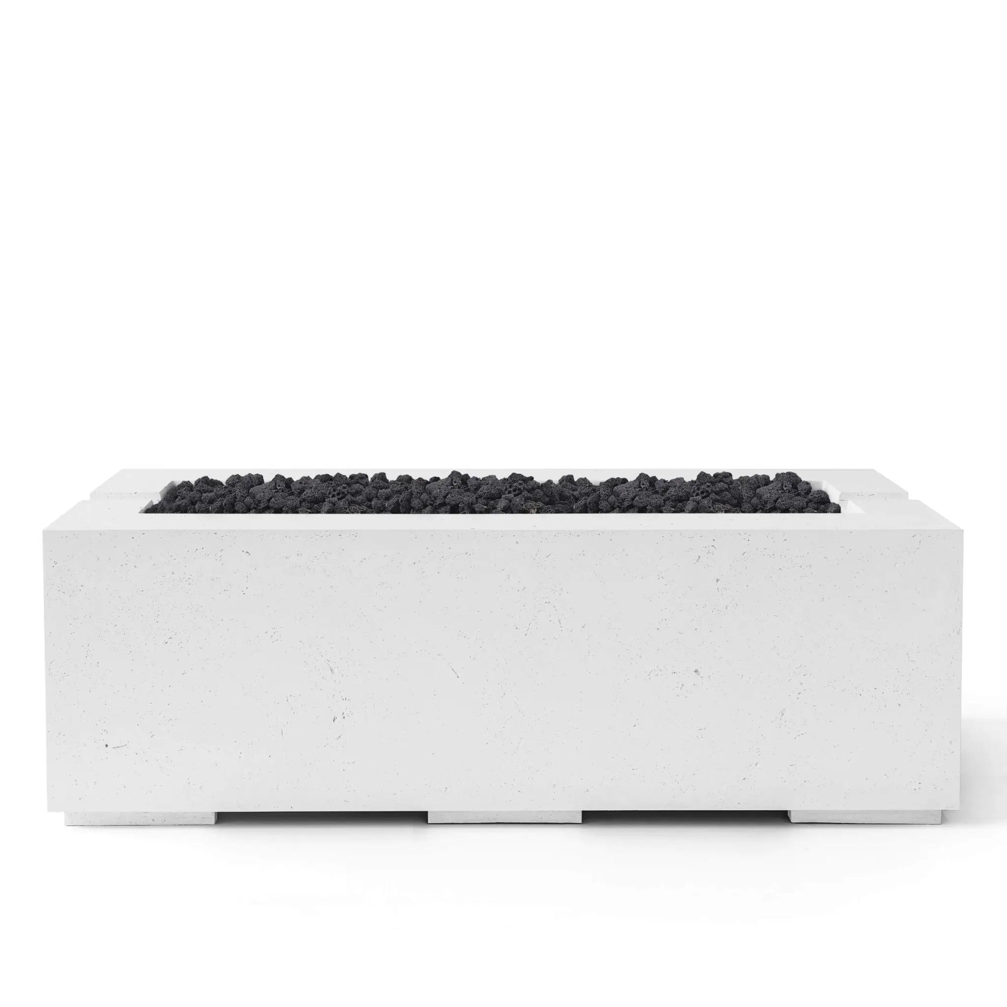 HPC Fire Avera 48" Lightweight Concrete Fire Pit - Natural Concrete Black Lava Rock