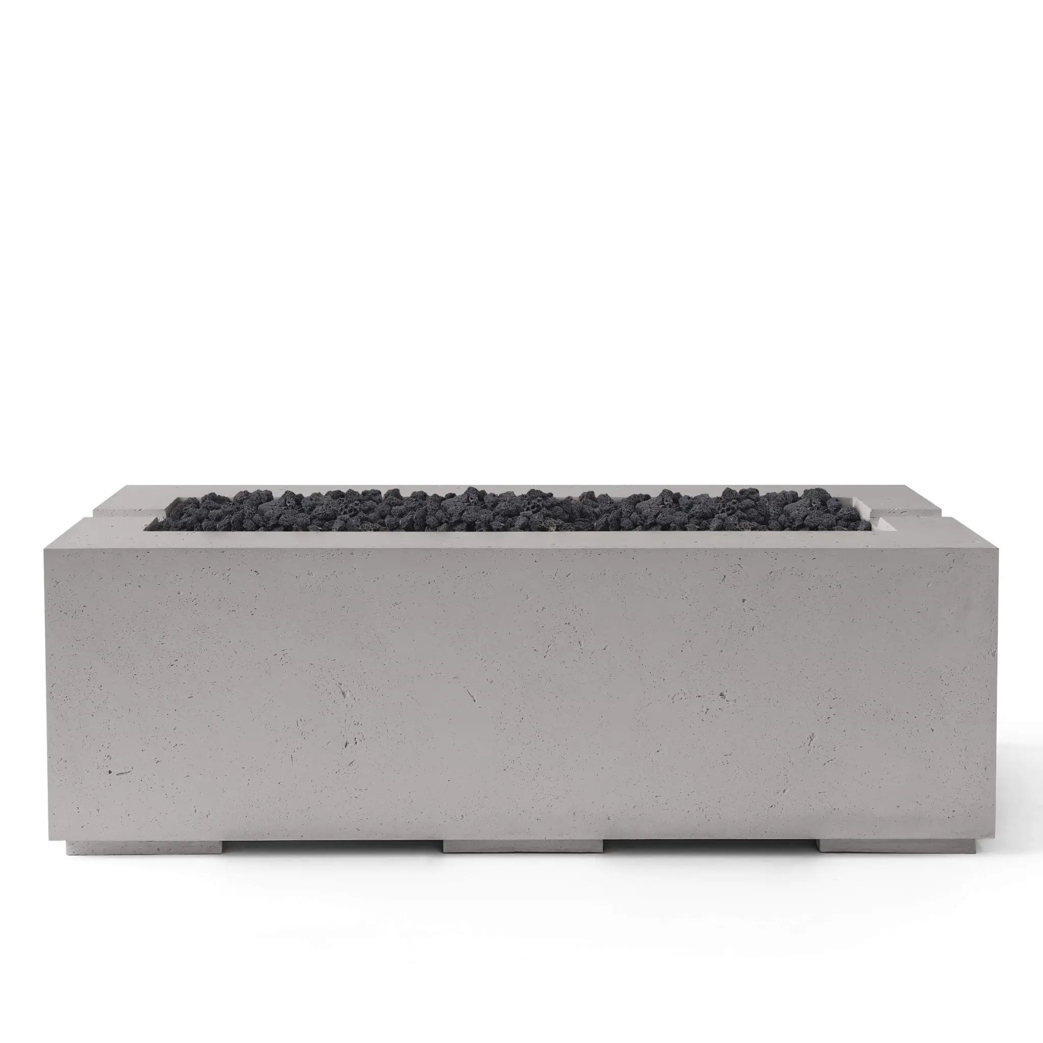 HPC Fire Avera 48" Lightweight Concrete Fire Pit - Sandstone Concrete Black Lava Rock