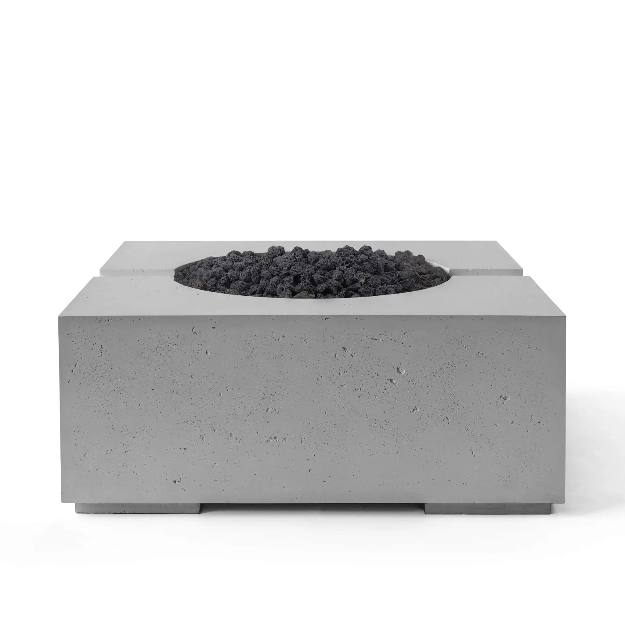 HPC Fire Bravo Lightweight Concrete Manual Ignition Fire Pit - Charcoal - Black Lava Rock
