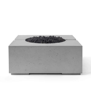 HPC Fire Bravo Lightweight Concrete Manual Ignition Fire Pit - Charcoal - Black Lava Rock