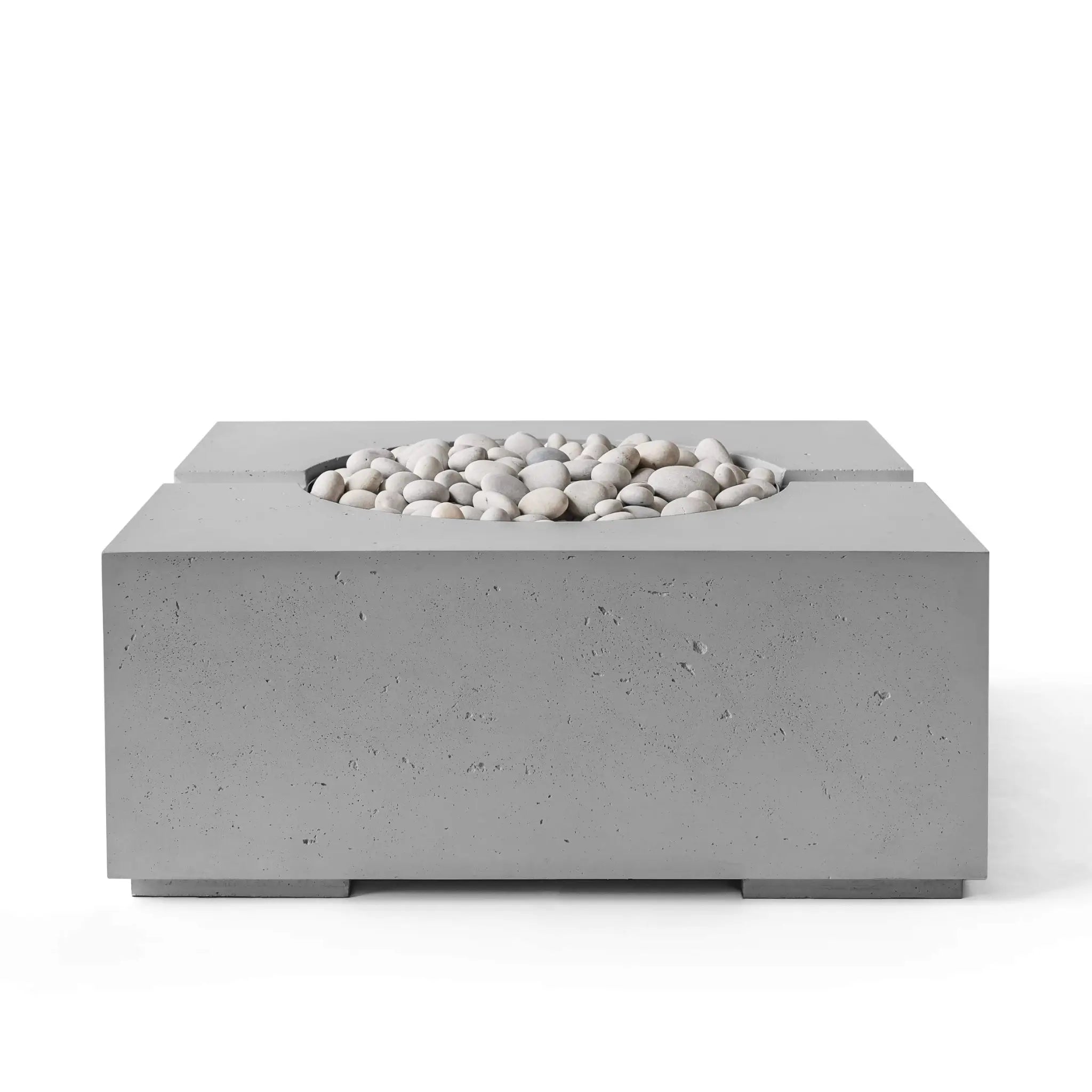 HPC Fire Bravo Lightweight Concrete Manual Ignition Fire Pit - Charcoal - Ivory Beach Stone