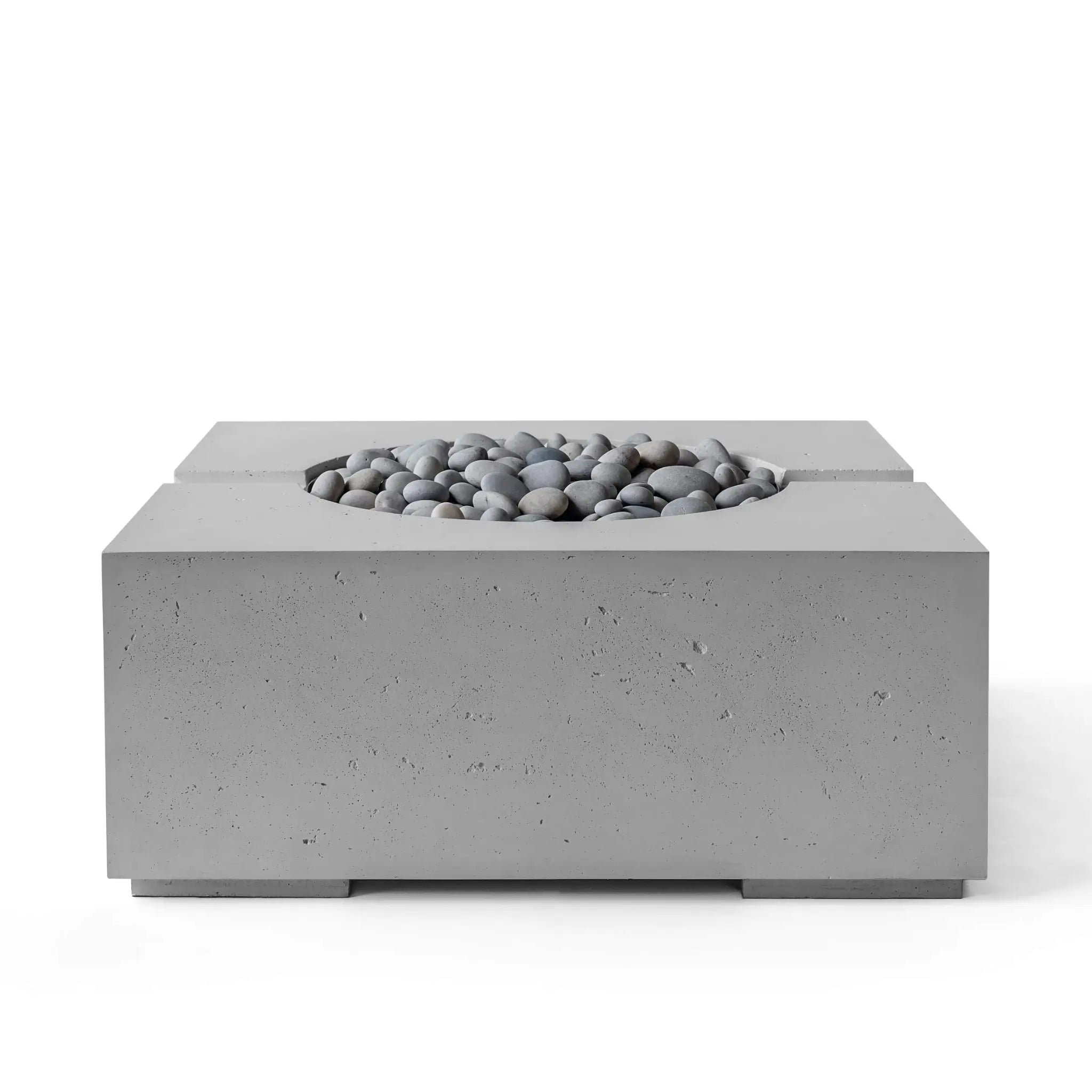 HPC Fire Bravo Lightweight Concrete Manual Ignition Fire Pit - Charcoal - Slate Beach Stone