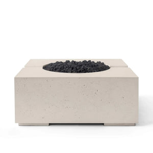 HPC Fire Bravo Lightweight Concrete Manual Ignition Fire Pit - Clay - Black Lava Rock