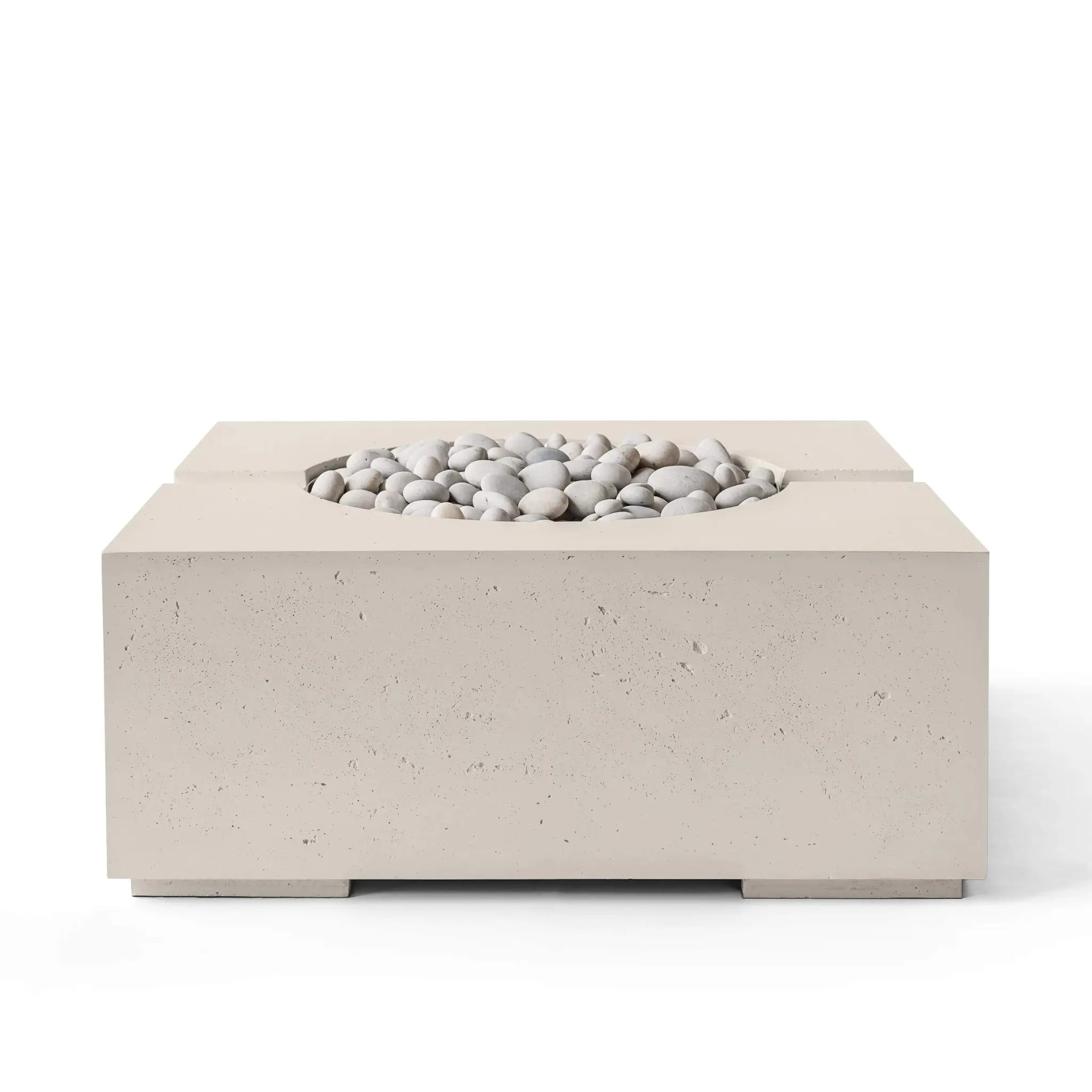 HPC Fire Bravo Lightweight Concrete Manual Ignition Fire Pit - Clay - Ivory Beach Stone