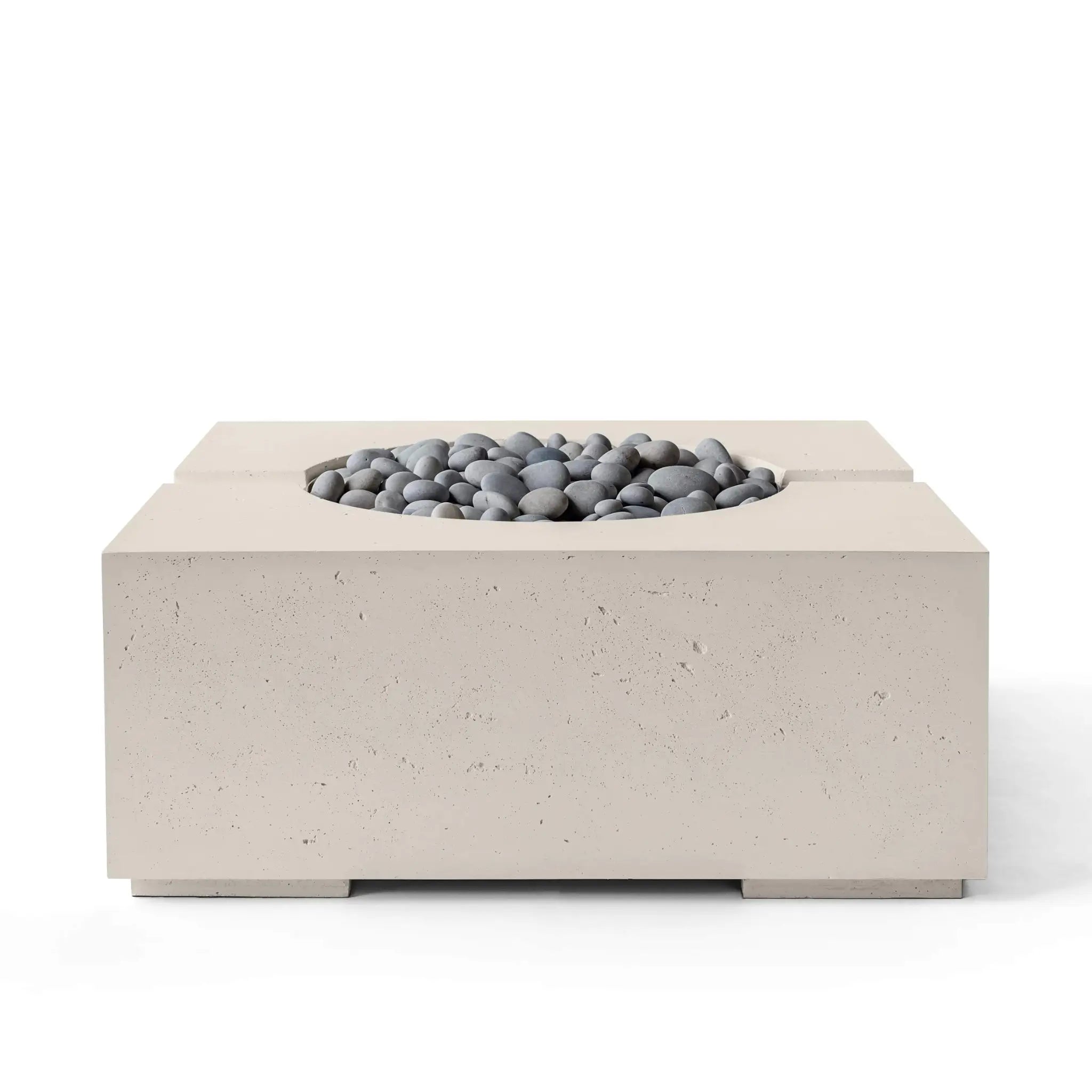 HPC Fire Bravo Lightweight Concrete Manual Ignition Fire Pit - Clay - Slate Beach Stone