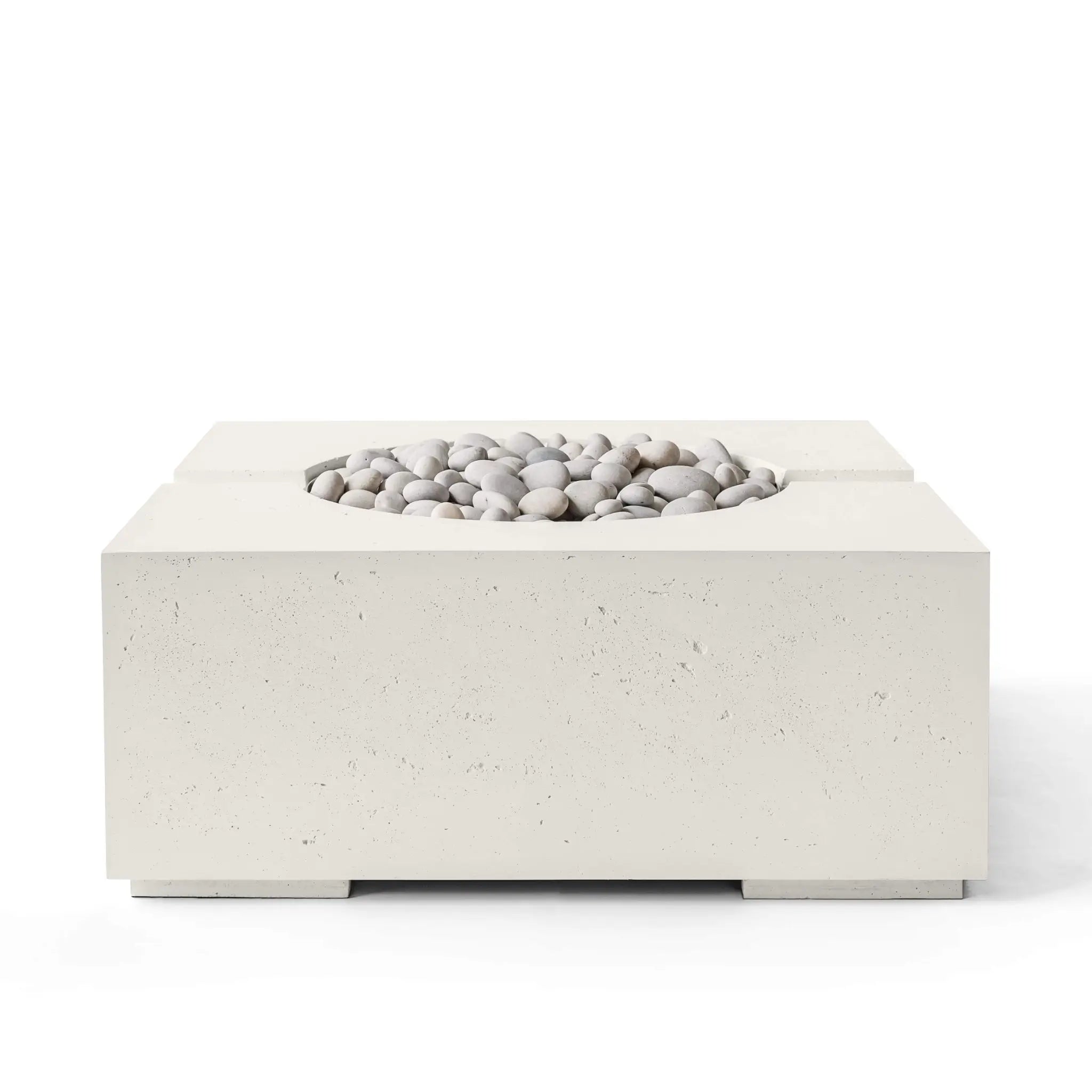 HPC Fire Bravo Lightweight Concrete Manual Ignition Fire Pit - Limestone - Ivory Beach Stone