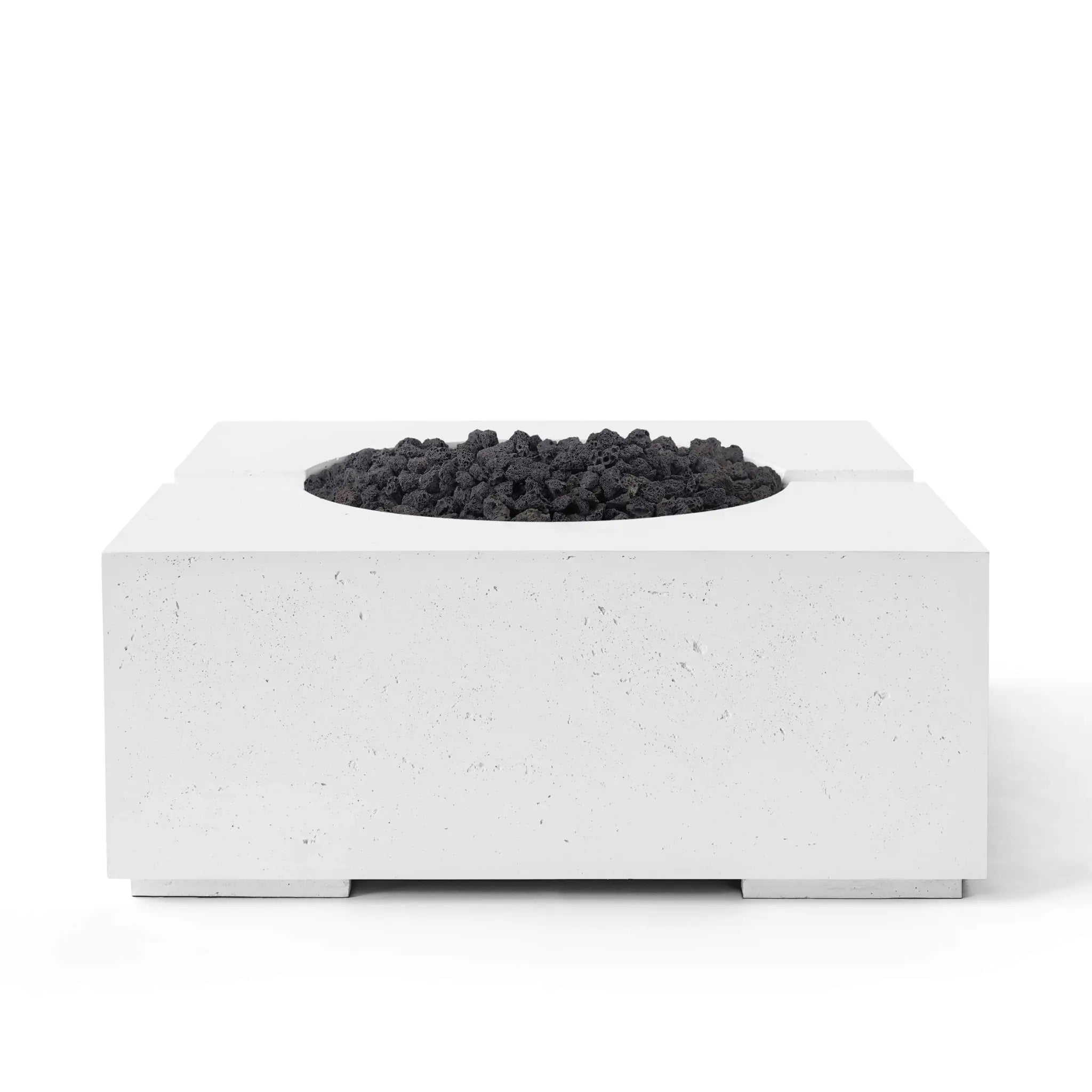 HPC Fire Bravo Lightweight Concrete Manual Ignition Fire Pit - Natural - Black Lava Rock