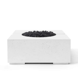HPC Fire Bravo Lightweight Concrete Manual Ignition Fire Pit - Natural - Black Lava Rock