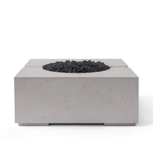 HPC Fire Bravo Lightweight Concrete Manual Ignition Fire Pit - Sandstone - Black Lava Rock