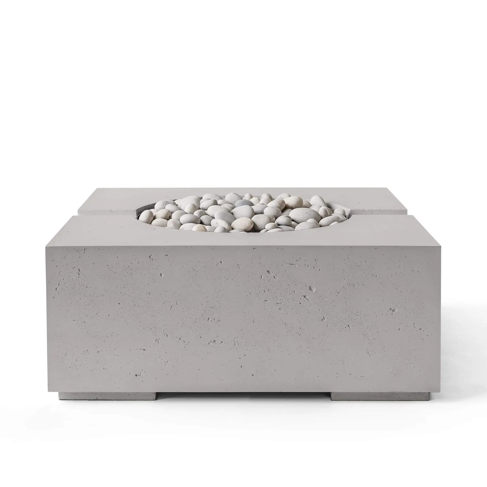 HPC Fire Bravo Lightweight Concrete Electronic Ignition Fire Pit - Sandstone - Ivory Beach Stone
