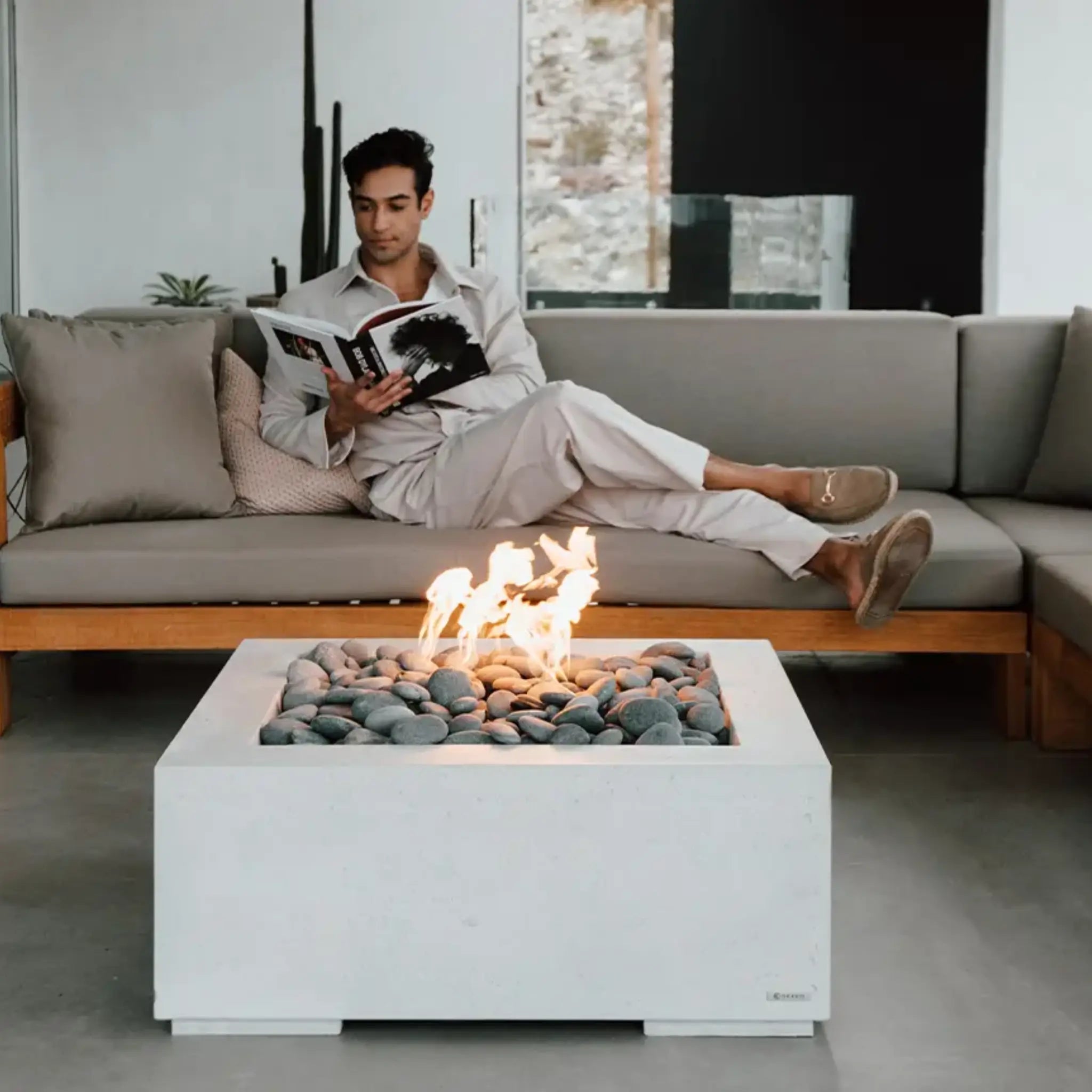 Alea Series 32" Lightweight Fire Pit – Modern Elegance Fire Pit for Outdoor Space by HPC Fire Inspired