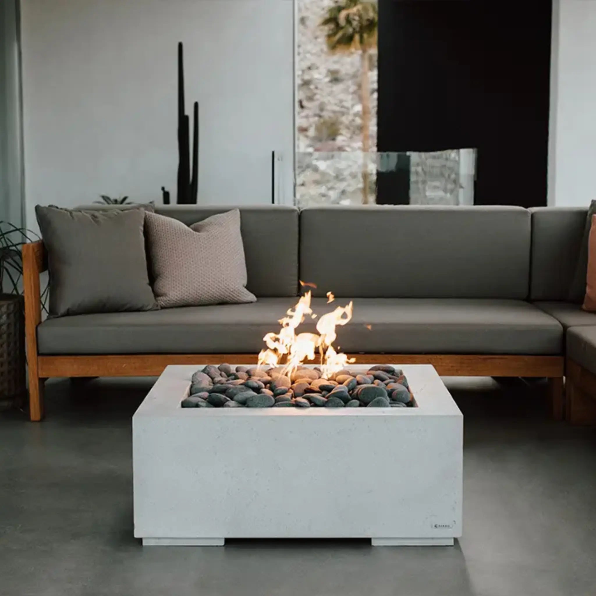 HPC Fire Alea 32" Lightweight Concrete Electronic Ignition Fire Pit - Indoor Design