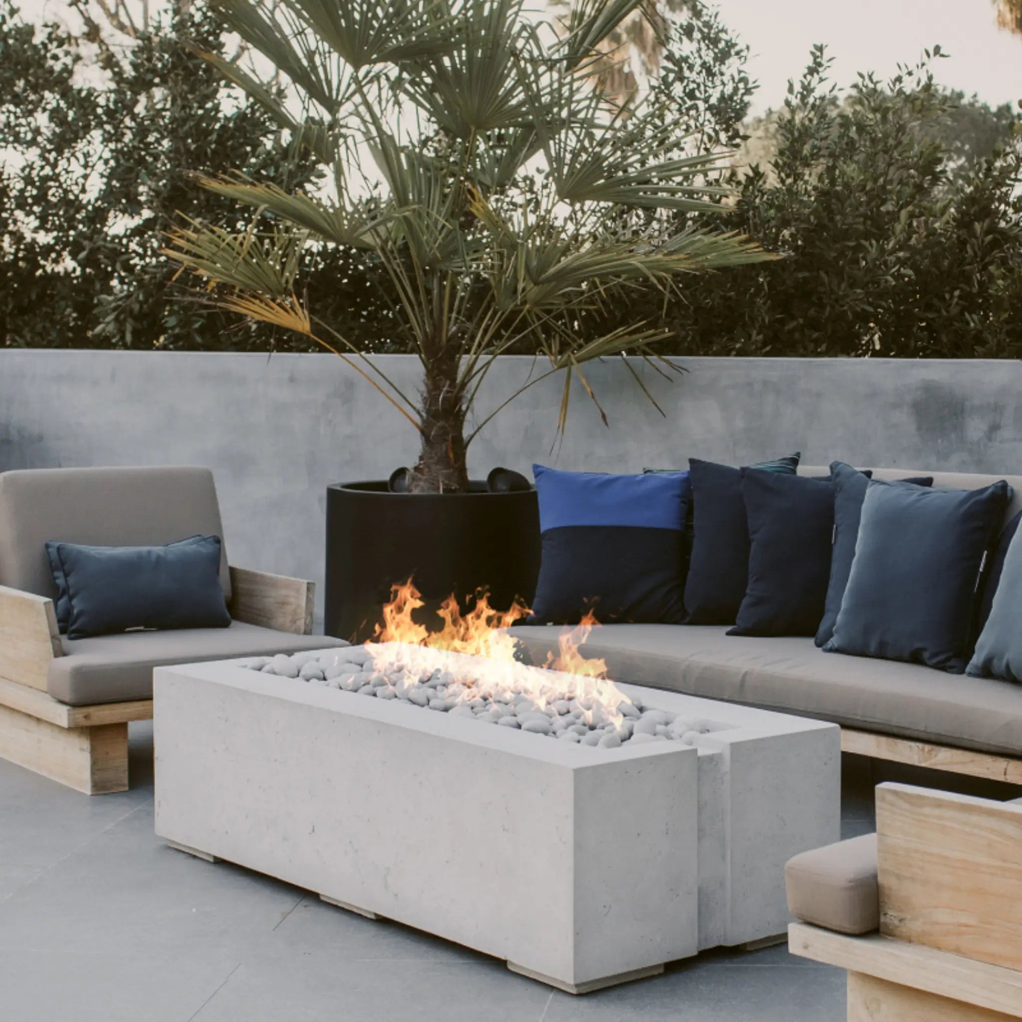 HPC Fire Avera 60" Lightweight Concrete Electronic Ignition Fire Pit