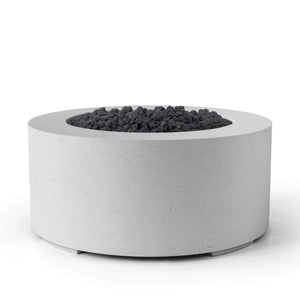 HPC Fire Belmont 36" Round Fire Pit - Manual Ignition - Lightweight Concrete Outdoor - Ash - Black Lava Rock