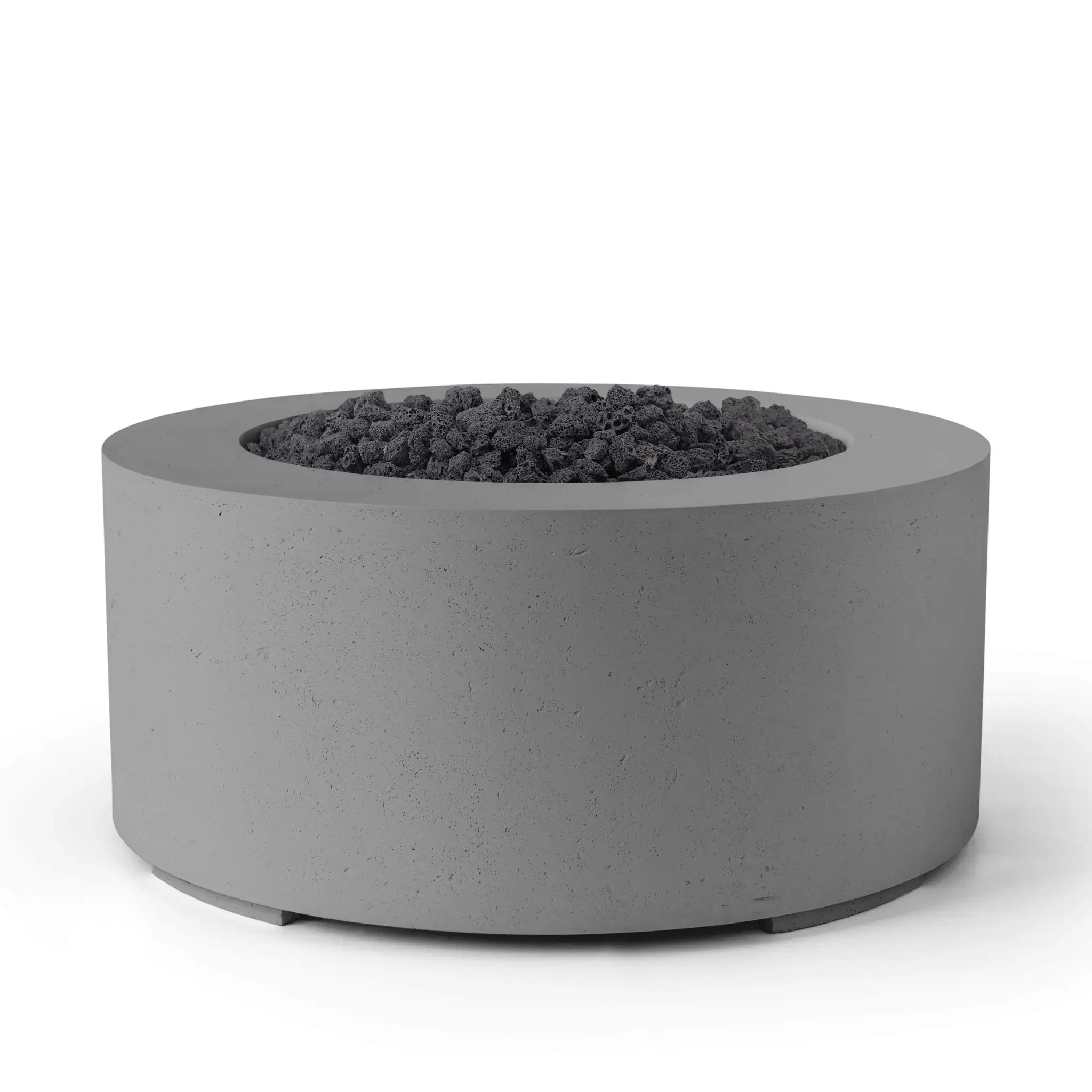 HPC Fire Belmont 36" Round Fire Pit - Manual Ignition - Lightweight Concrete Outdoor - Charcoal - Black Lava Rock