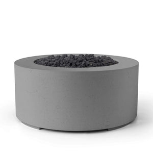HPC Fire Belmont 36" Round Fire Pit - Manual Ignition - Lightweight Concrete Outdoor - Charcoal - Black Lava Rock