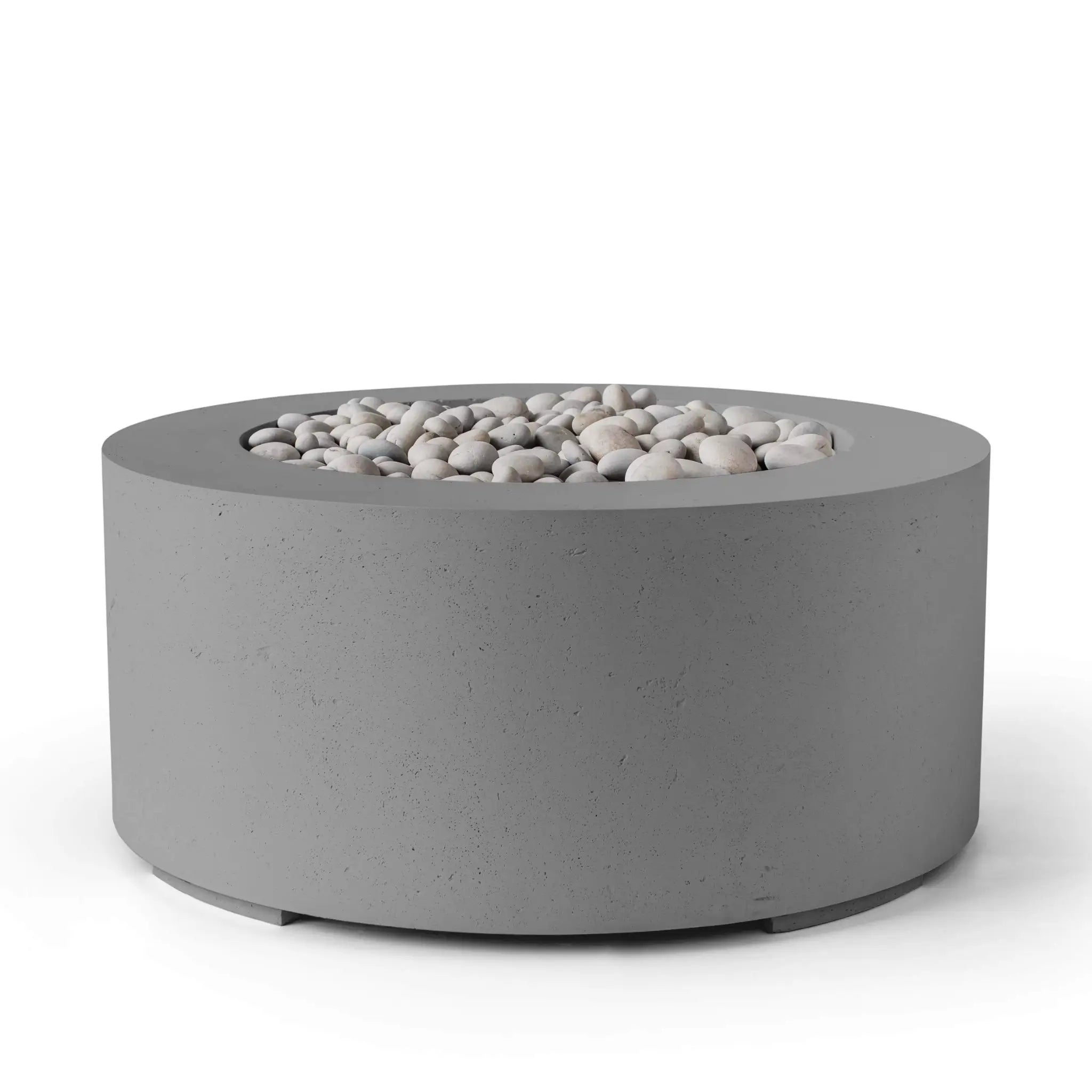 HPC Fire Belmont 36" Round Fire Pit - Manual Ignition - Lightweight Concrete Outdoor - Charcoal - Ivory Beach Stone