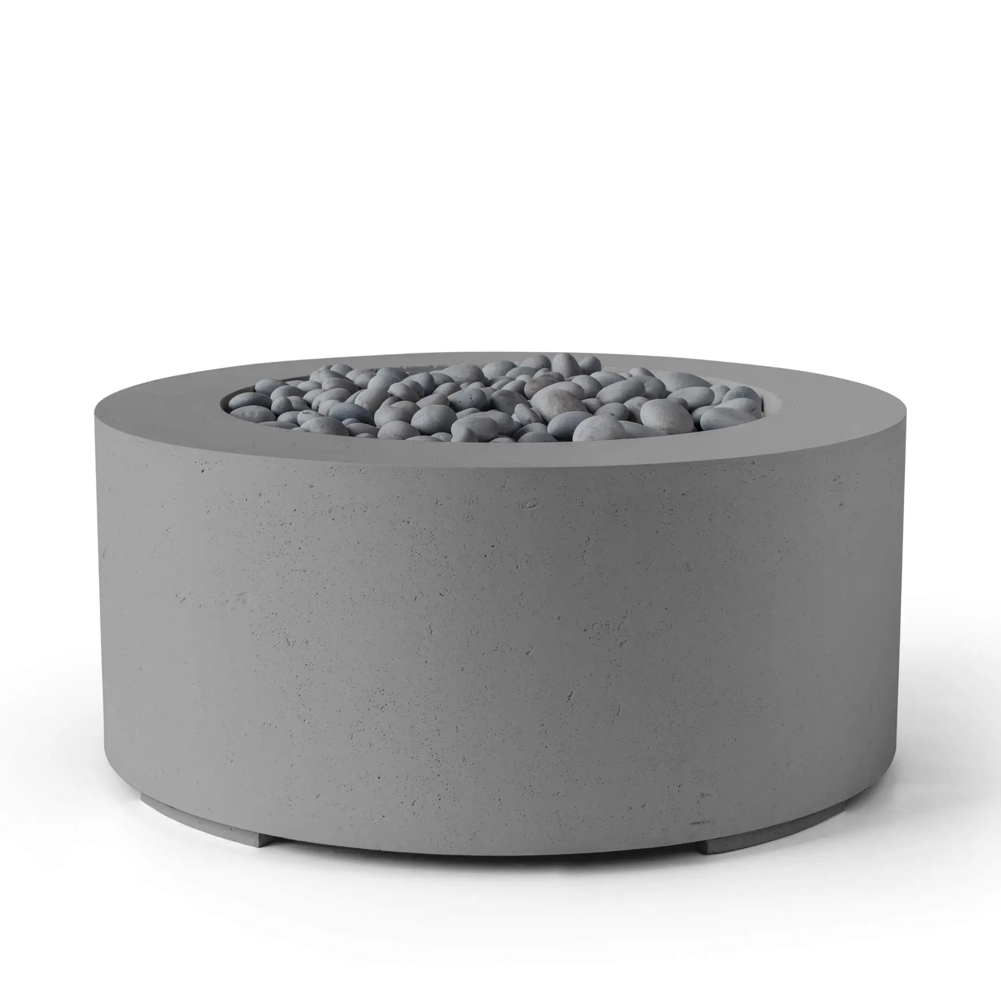HPC Fire Belmont 36" Round Fire Pit - Manual Ignition - Lightweight Concrete Outdoor - Charcoal - Slate Beach Stone