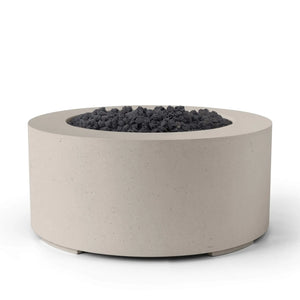 HPC Fire Belmont 36" Round Fire Pit - Manual Ignition - Lightweight Concrete Outdoor - Clay - Black Lava Rock